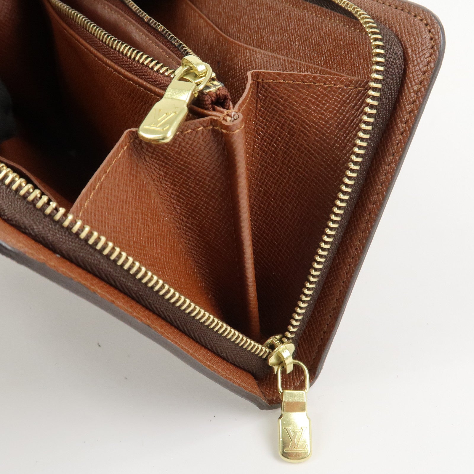 Loius Vuitton Monogram Porte Monnaie Zip Long Wallet Brown M61727