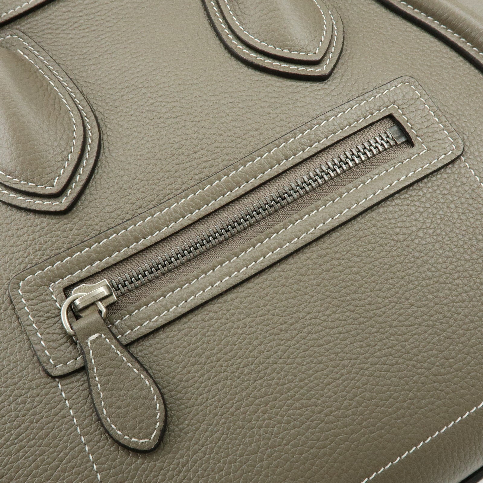 CELINE Luggage Micro Shopper Leather Hand Bag Tote Bag Gray