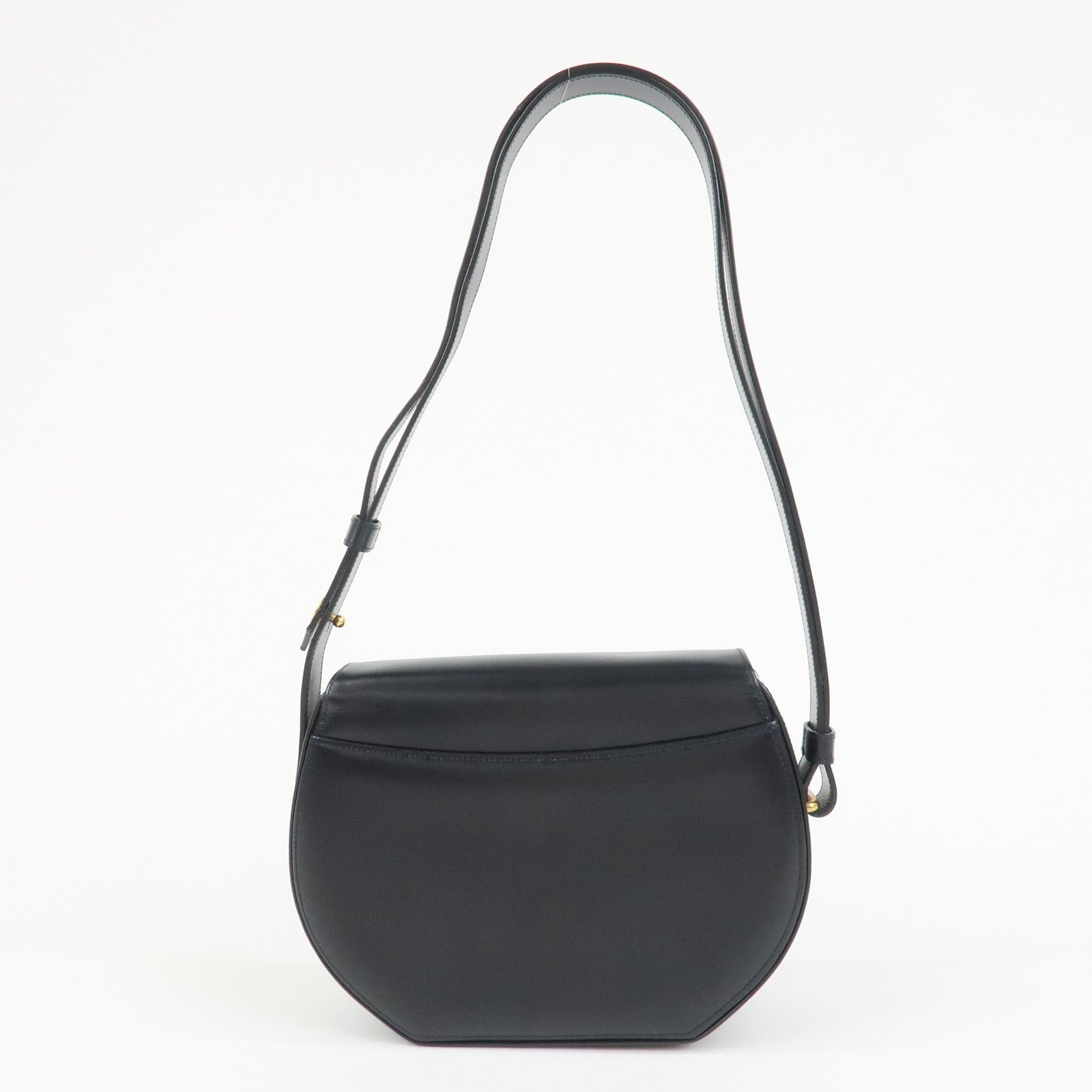 Cartier Sapphire Line Leather Sapphire Shoulder Bag Hand Bag Black