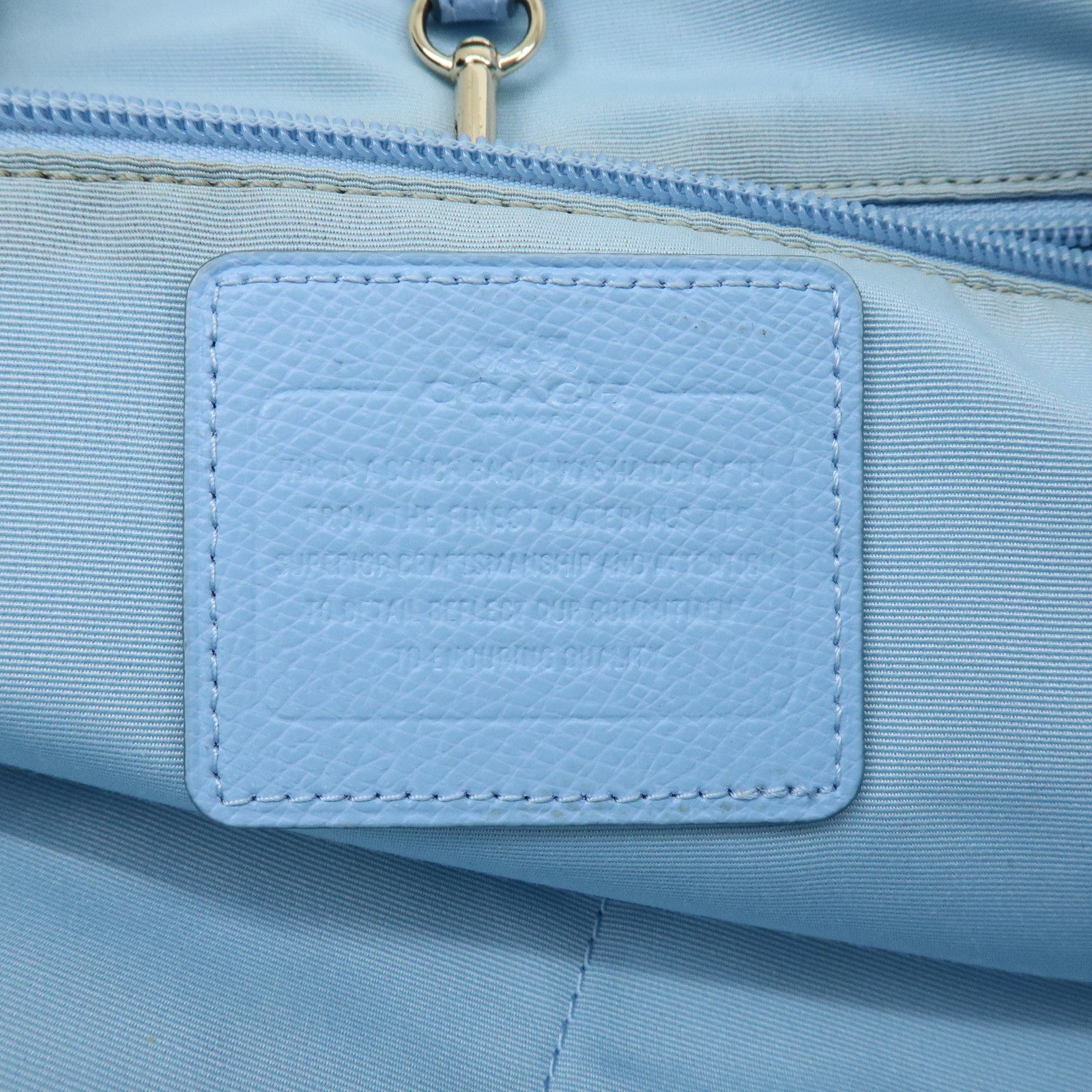 COACH Leather Tote Bag Shoulder Bag Light Blue