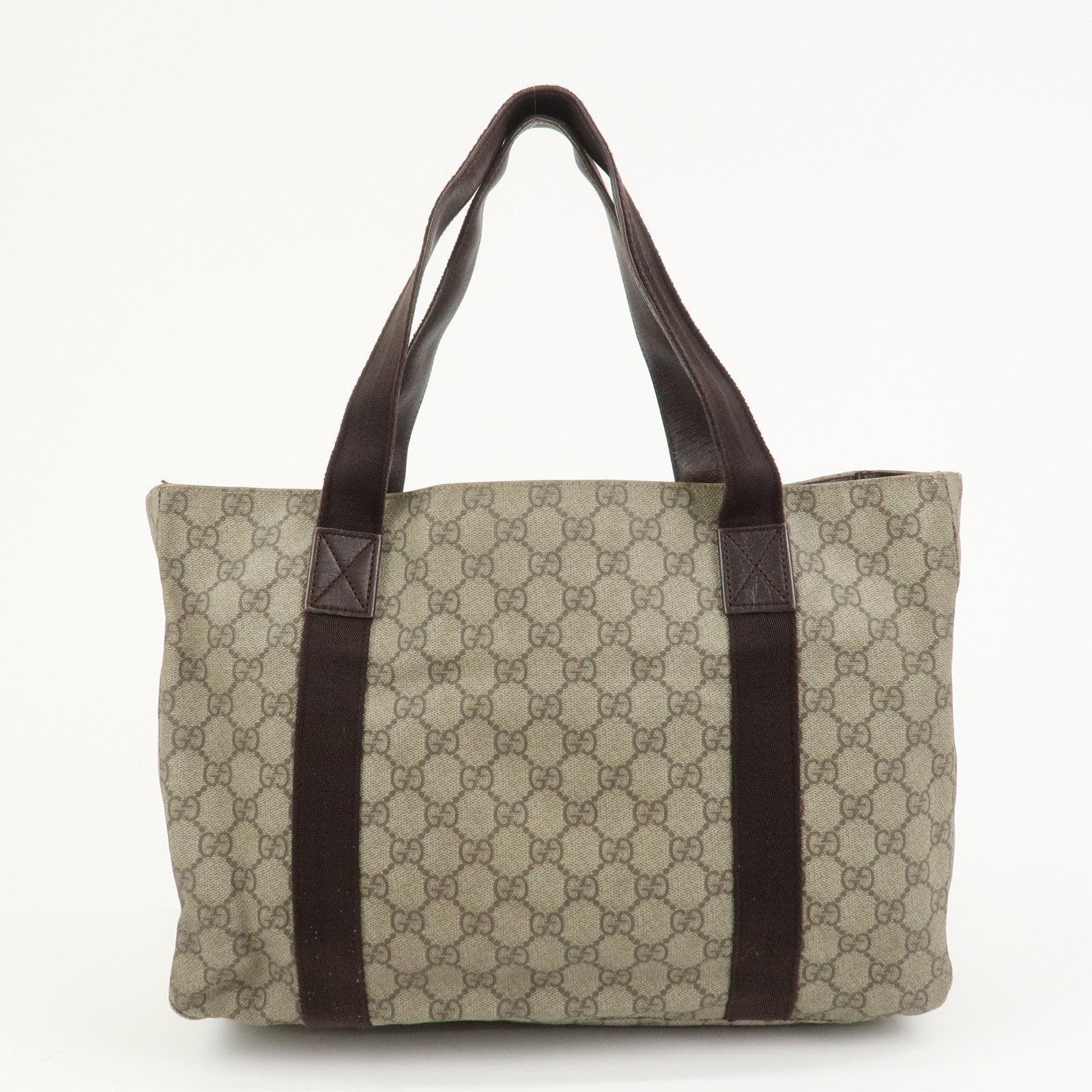 GUCCI GG Supreme Leather Tote Bag Hand Bag Beige Brown 141624