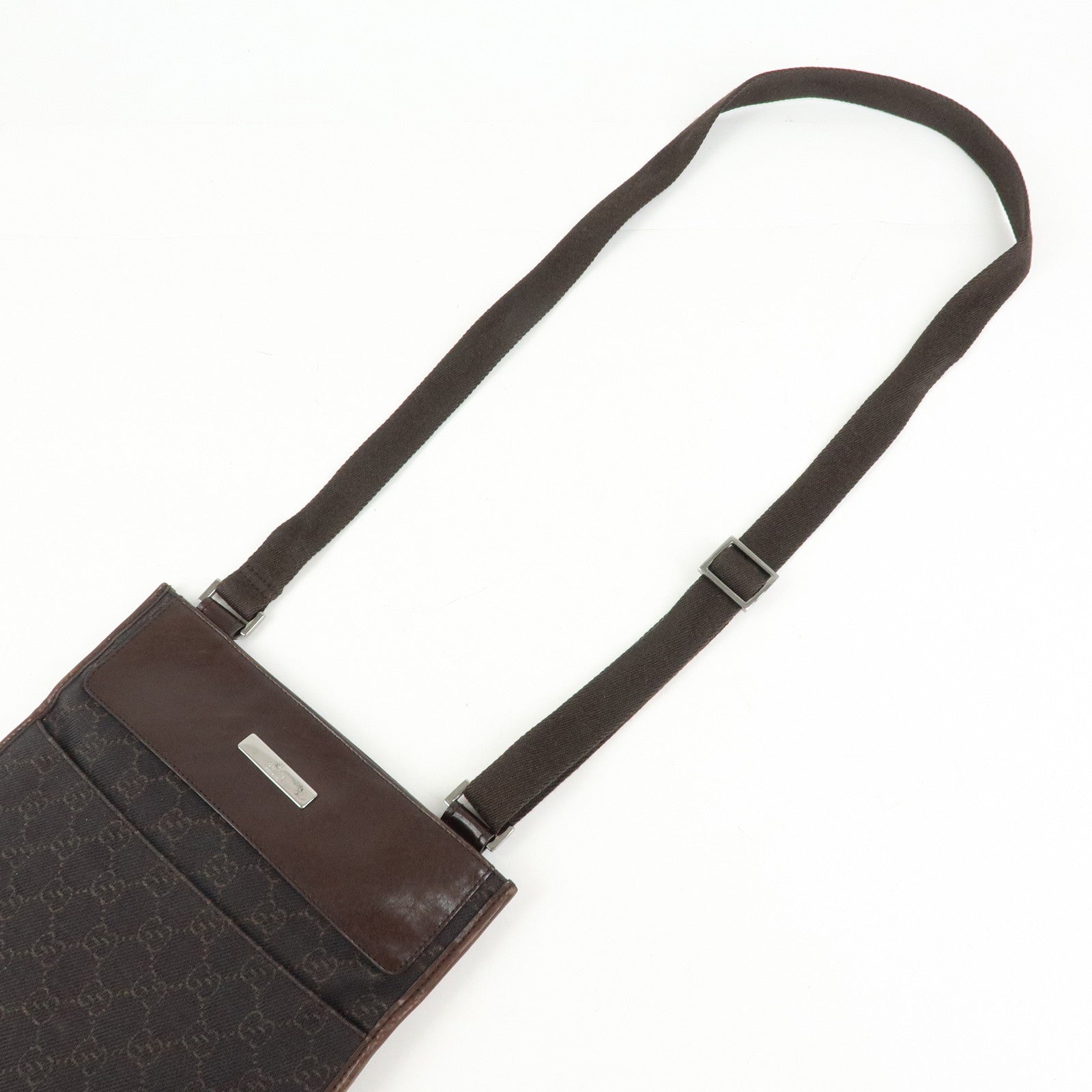 GUCCI GG Denim Leather Shoulder Bag Crossbody Bag Brown 27639