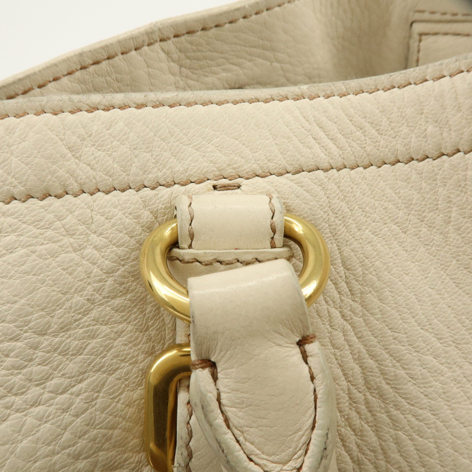 PRADA Logo Leather 2Way Bag Hand Bag Shoulder Bag Ivory