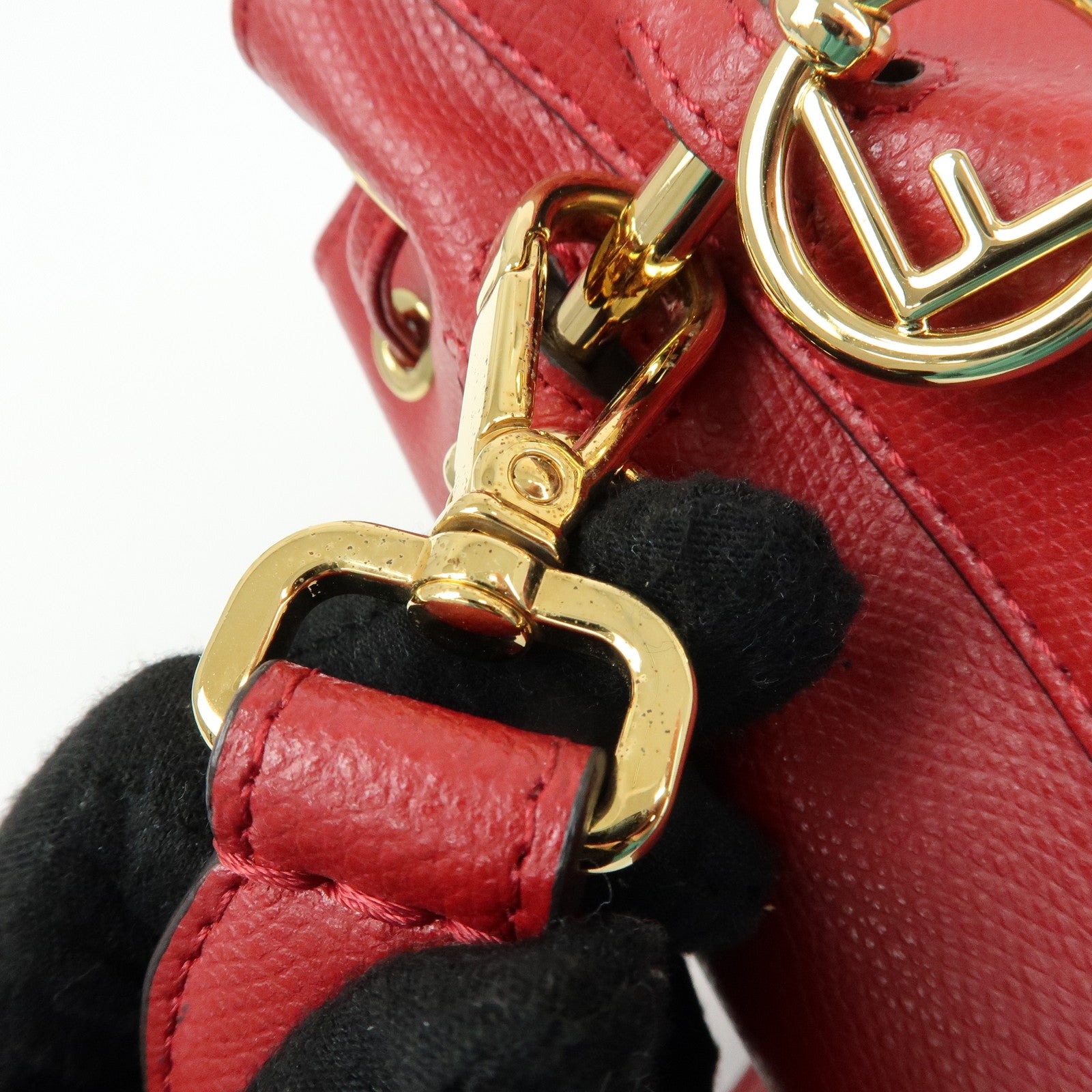 FENDI Mon Tresor Leather 2Way Bag Hand Bag Shoulder Bag Red 8BS010