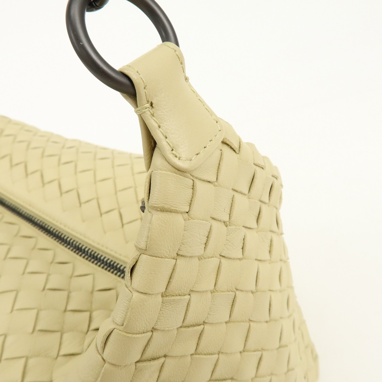 BOTTEGA VENETA Hobo Intrecciato Leather Shoulder Bag Beige 239988