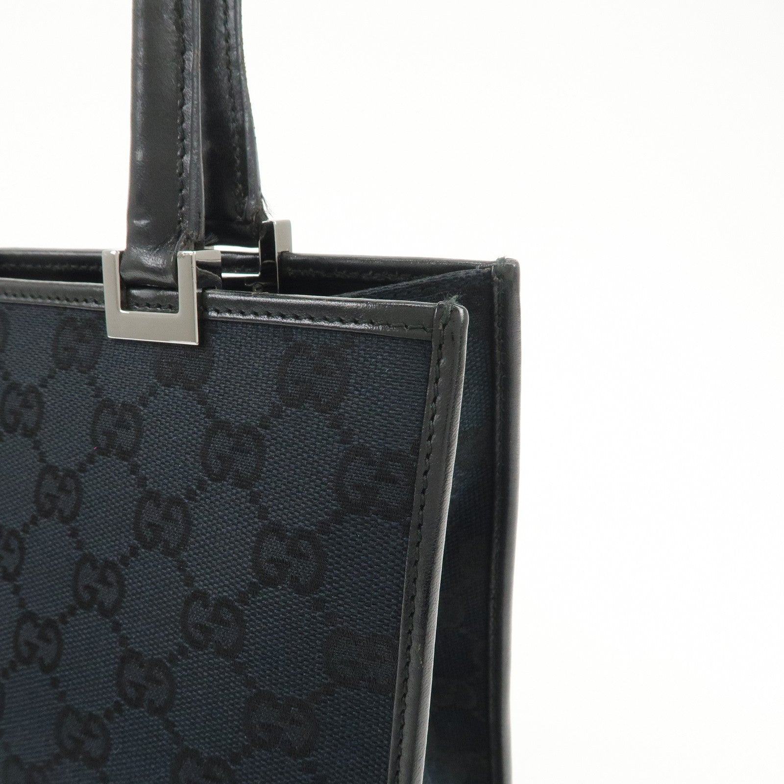 GUCCI Jackie GG Monogram Canvas Leather Shoulder Bag Black 002・1073