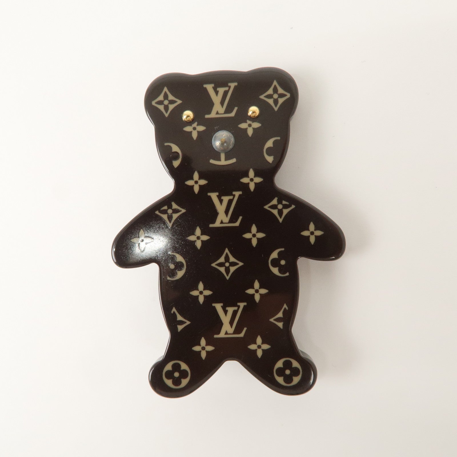 Louis Vuitton Monogram Damier Plastic Broche Nunnours Teddy Bear Brooch M64939 Used