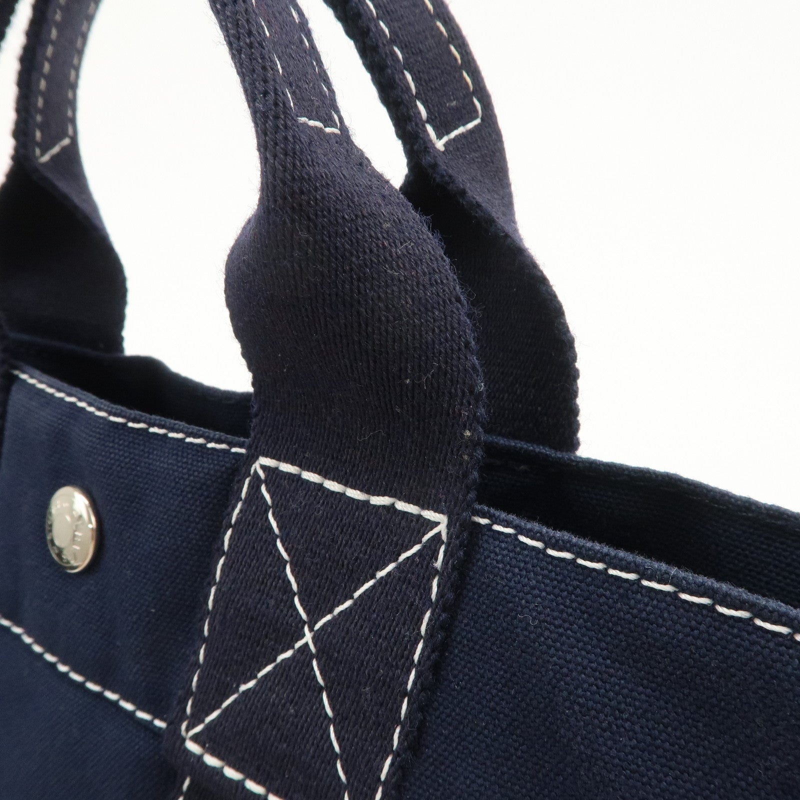 HERMES Deauville PM Cotton Tote Bag Hand Bag Navy