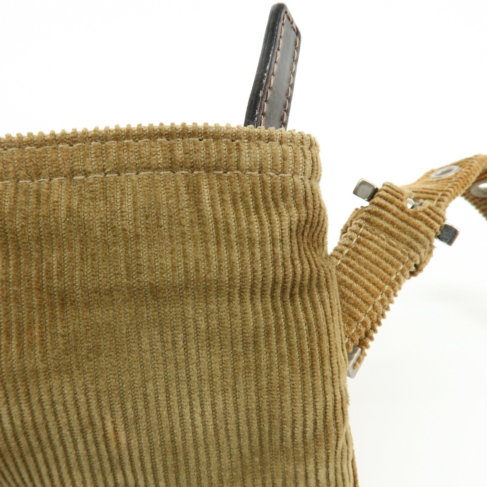 FENDI Corduroy Shoulder Bag Crossbody Bag Brown 26685