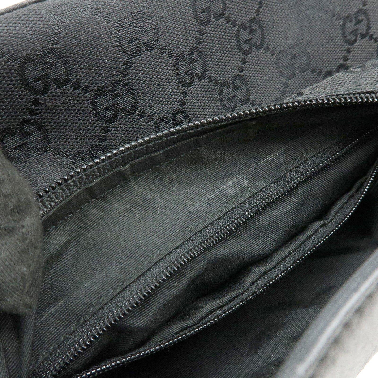 GUCCI GG Canvas Leather Shoulder Bag Hand Bag Black 92699