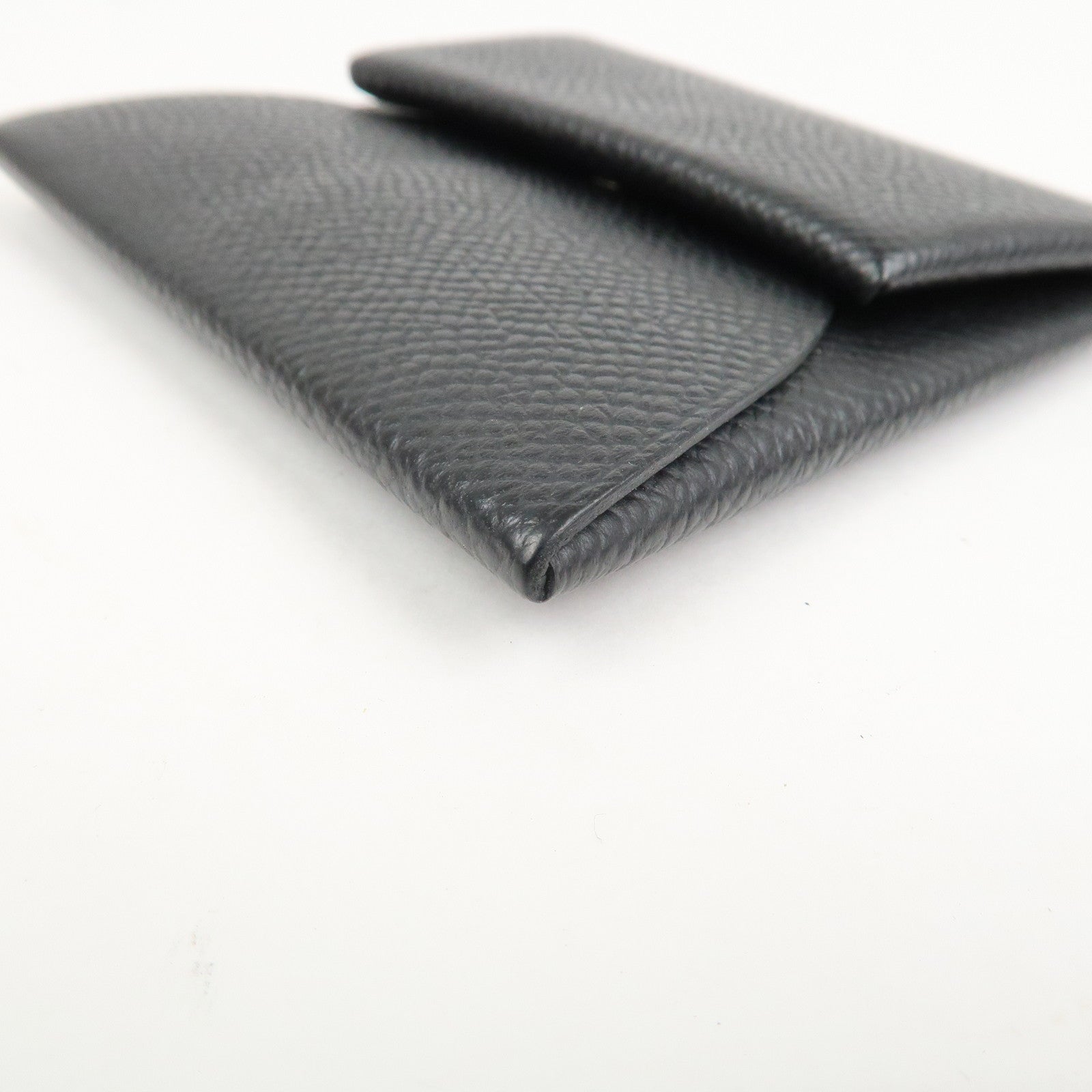 HERMES BASTIA Leather Coin Case Coin Purse Black