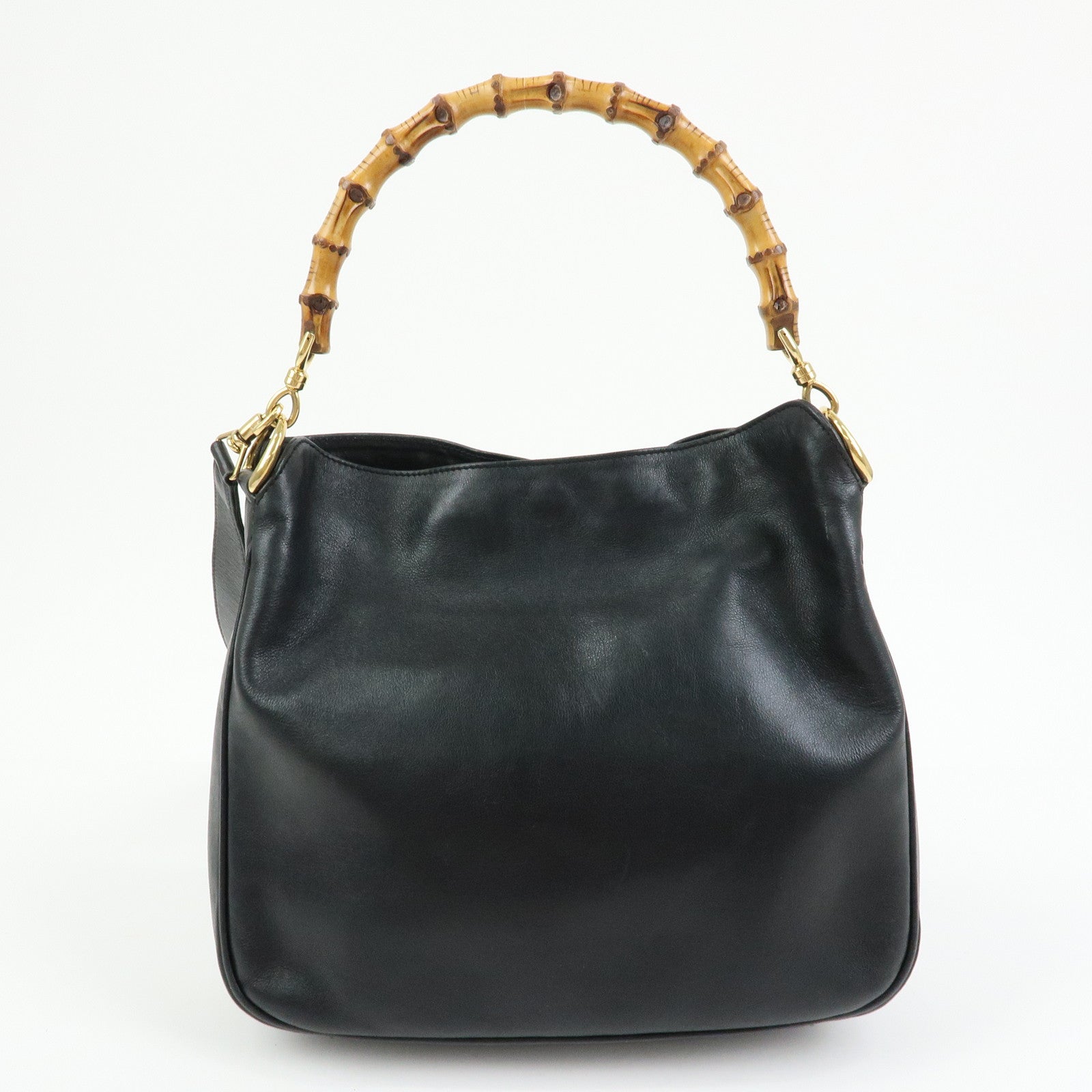 GUCCI Bamboo Leather 2Way Bag Tote Bag Black 001・2058・1638・0
