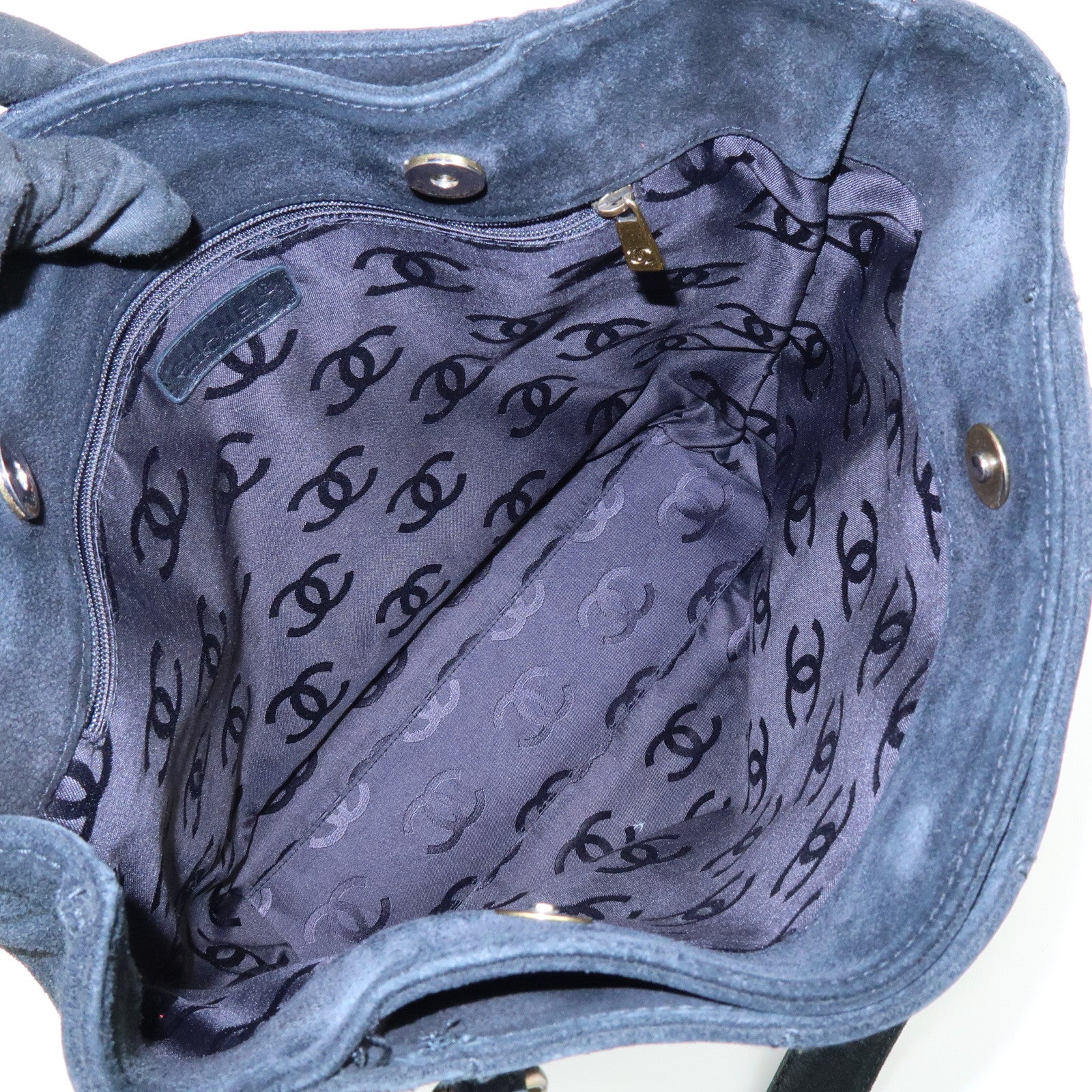 CHANEL Matelasse COCO Mark Suede Tote Bag Shoulder Bag Black