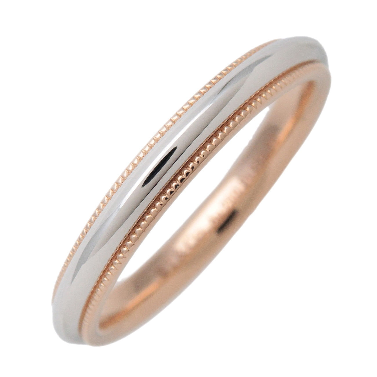 Tiffany&Co. Milgrain Band Ring PT950 750PG Platinum Rose Gold US7.5