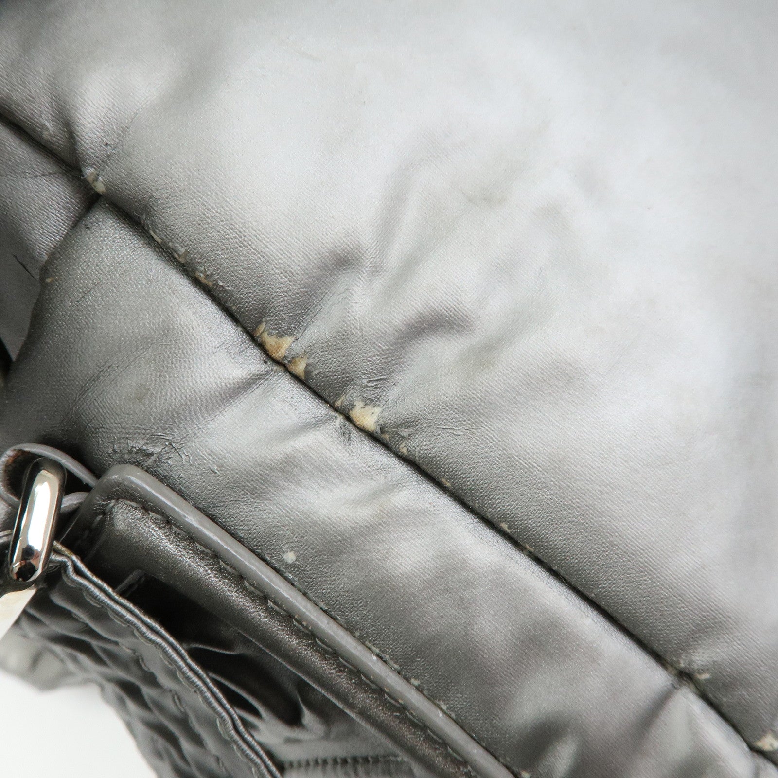 CHANEL Sports Matelasse PVC Coated Canvas Shoulder Bag Silver