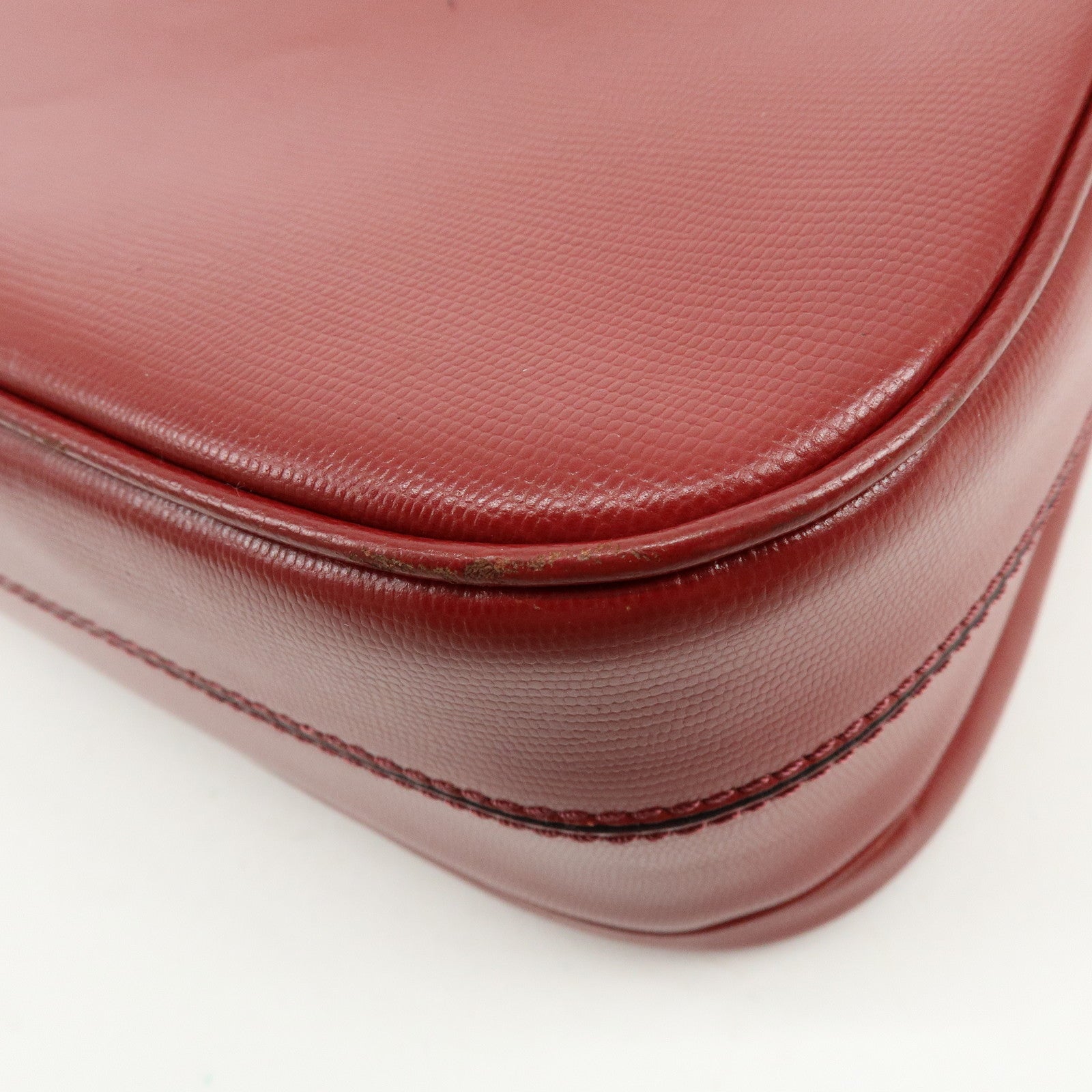 CELINE Leather 2WAY Bag Shoulder Bag Hand Bag Red