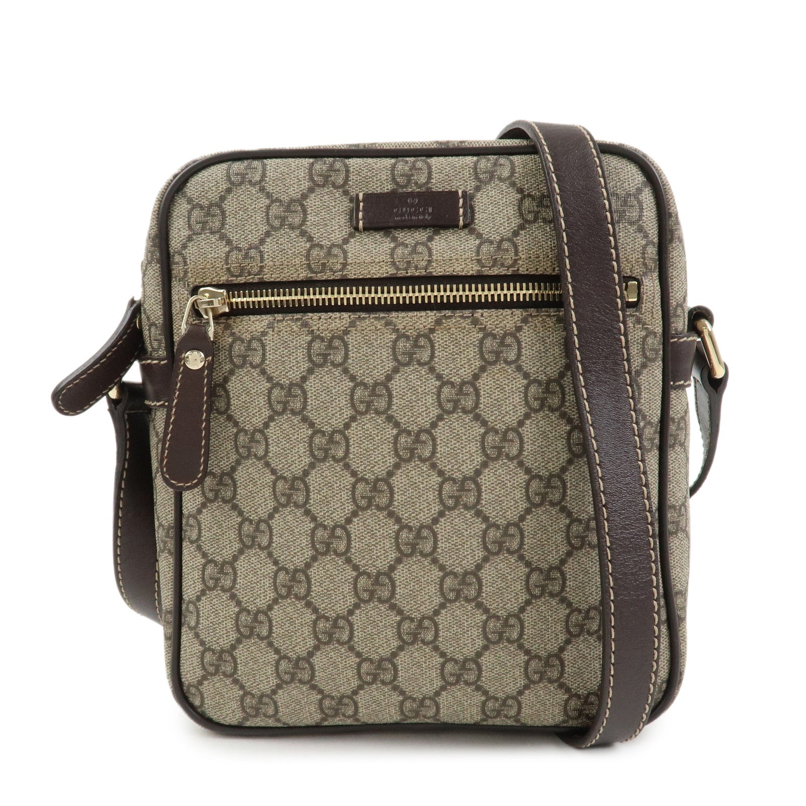 GUCCI GG Supreme Leather Shoulder Bag Crossbody Bag Beige 233268