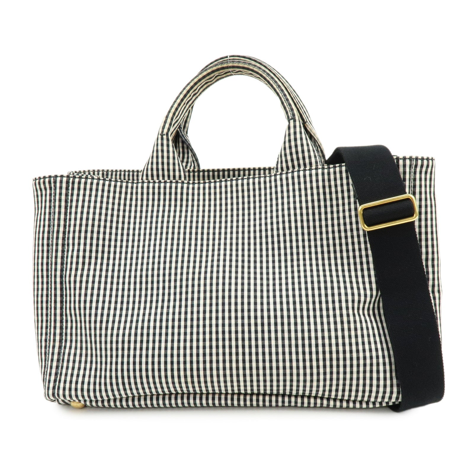 PRADA Canapa Canvas 2Way Bag Hand Bag Shoulder Bag Black Ivory