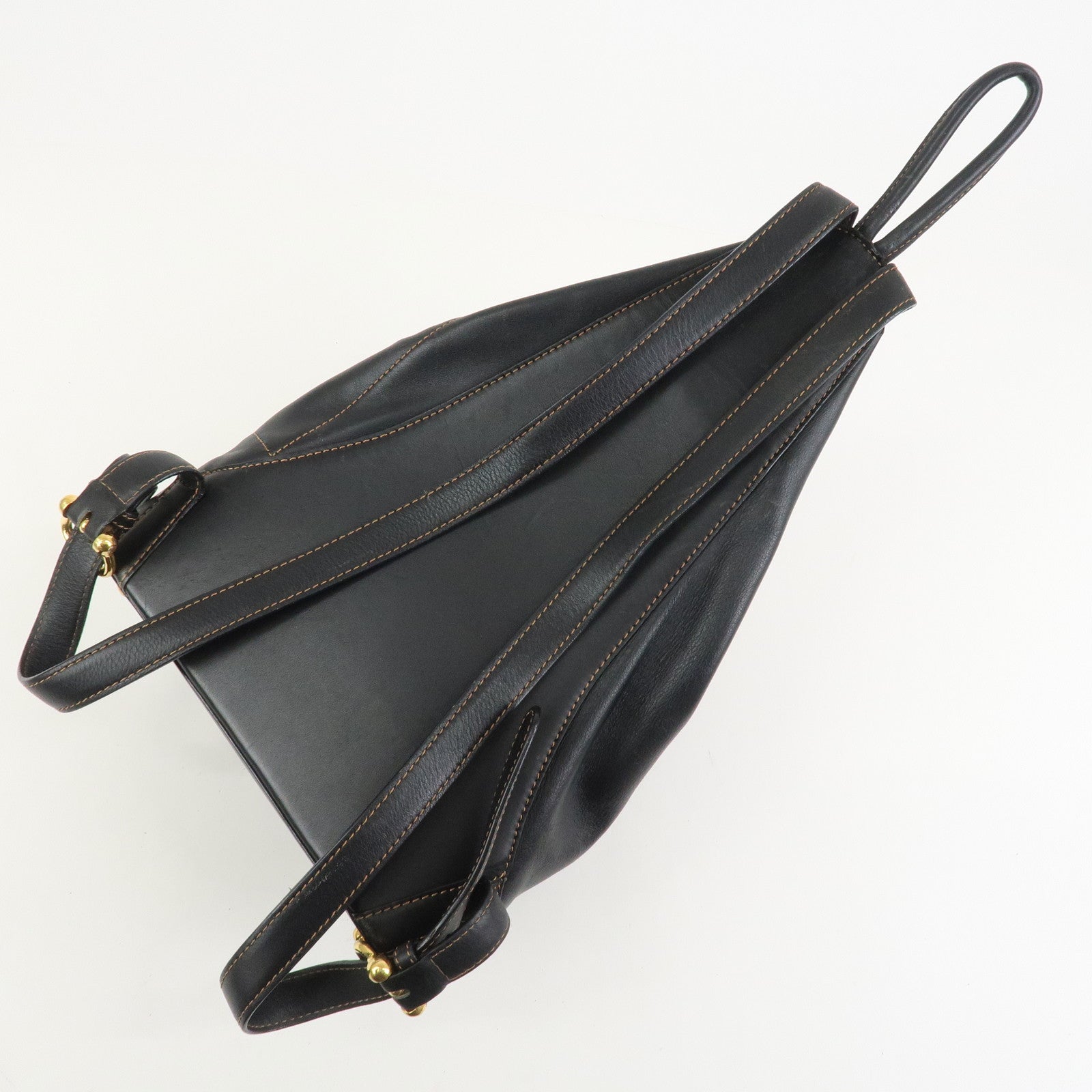 LOEWE Anton Anagram Leather Backpack Shoulder Bag Black