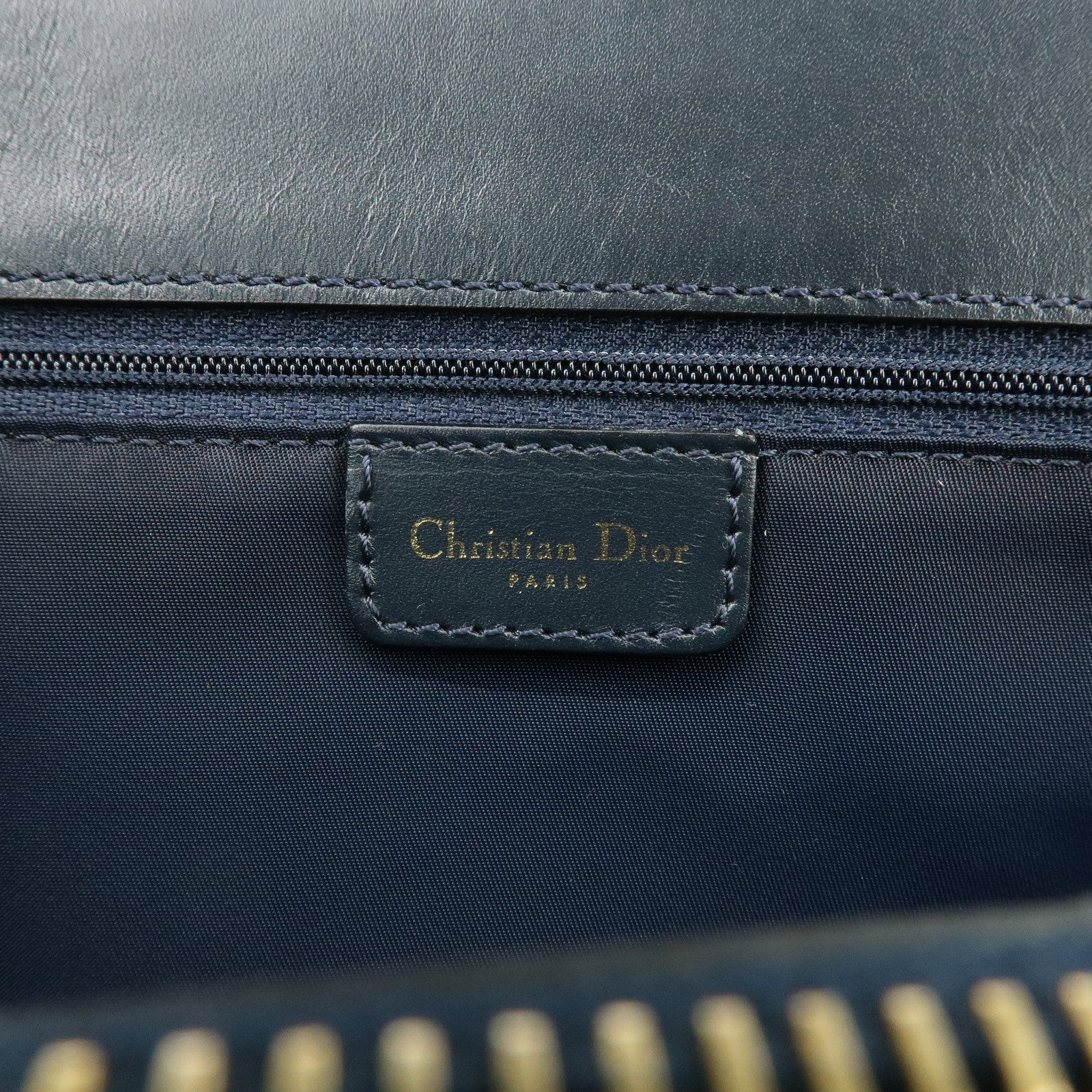 Christian Dior Trotter Canvas Leather Tote Bag Hand Bag Navy Used