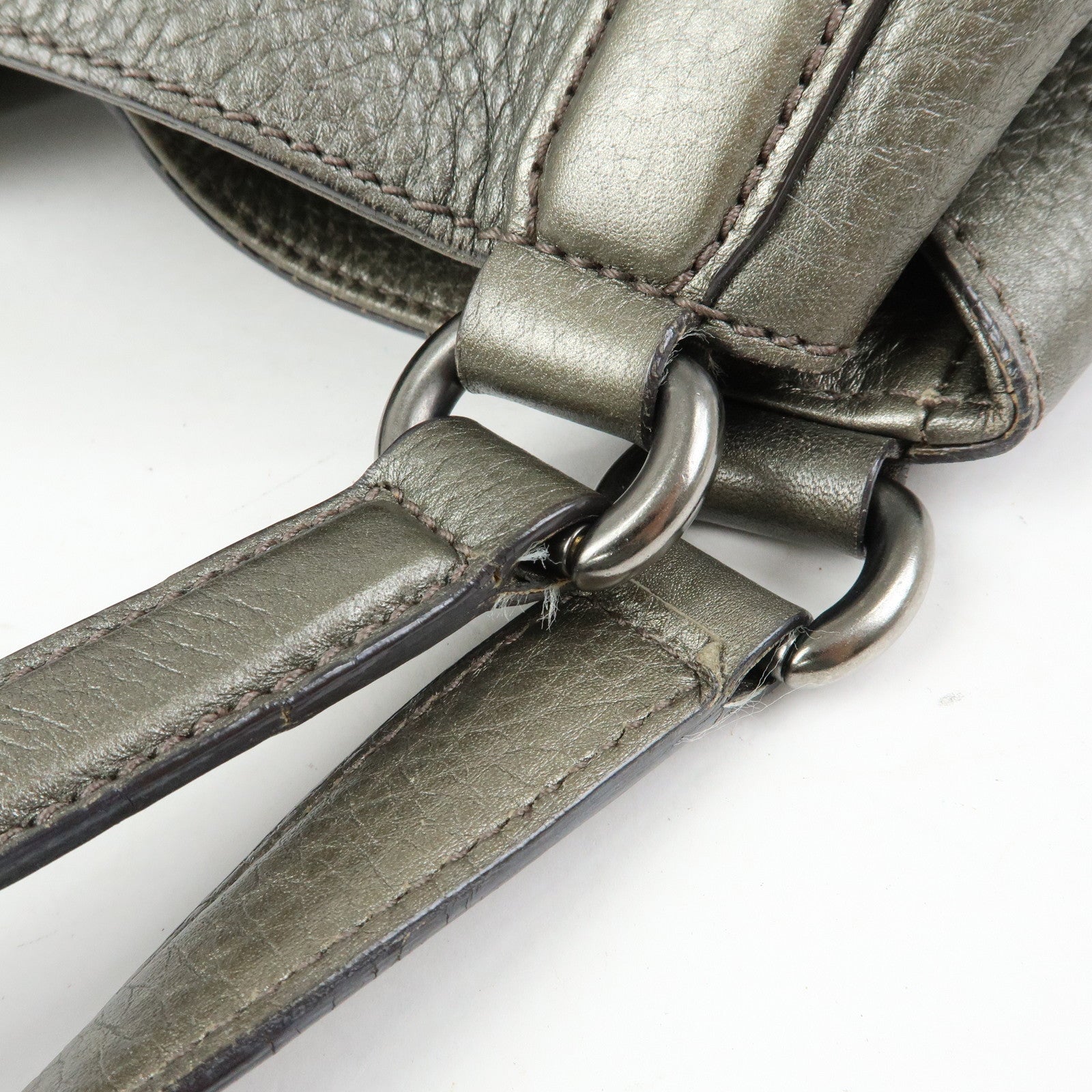 GUCCI SOHO Interlocking G Leather Tote Bag Hand Bag Silver 282309