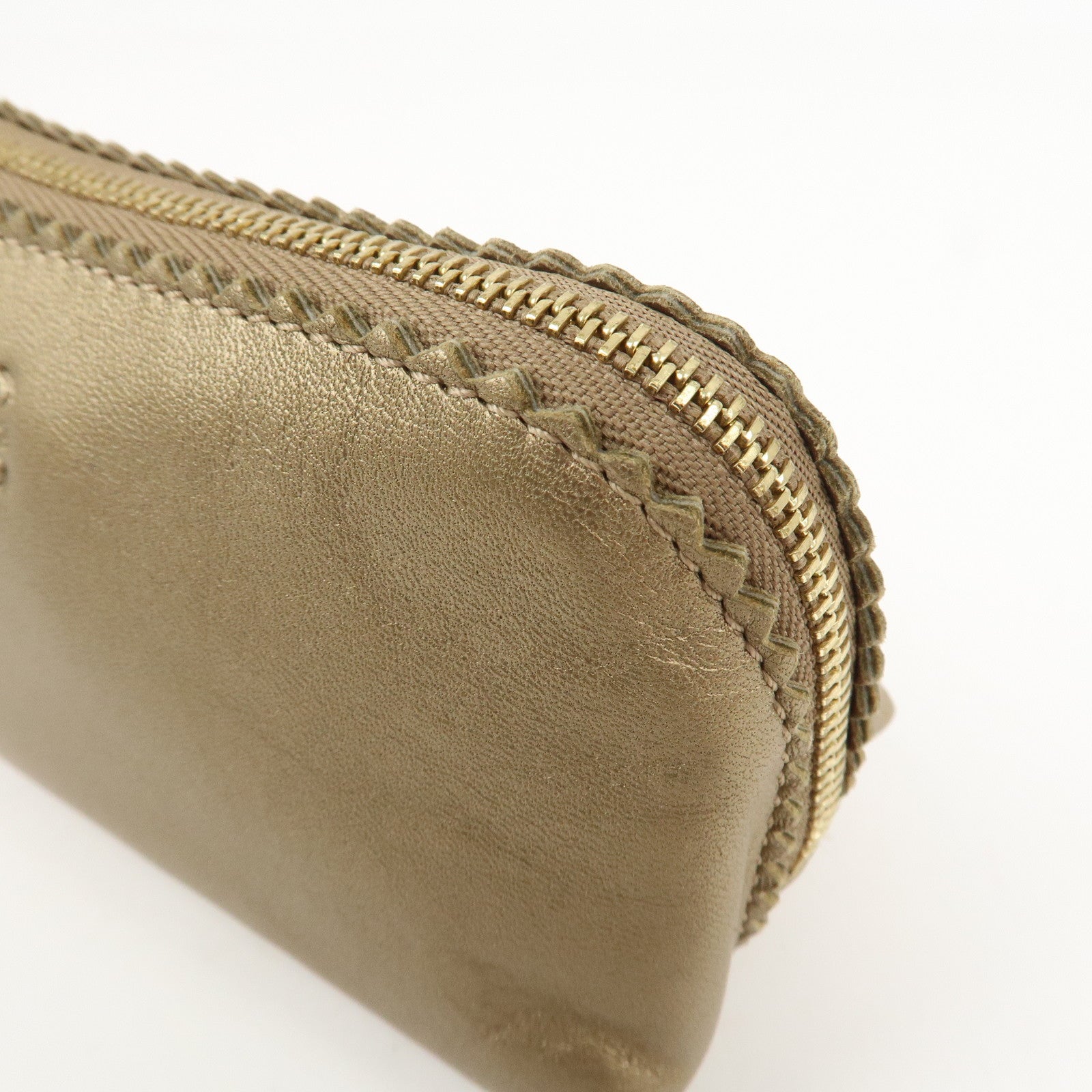LOEWE Anagram Leather Tassel Pouch Cosmetic Pouch Gold