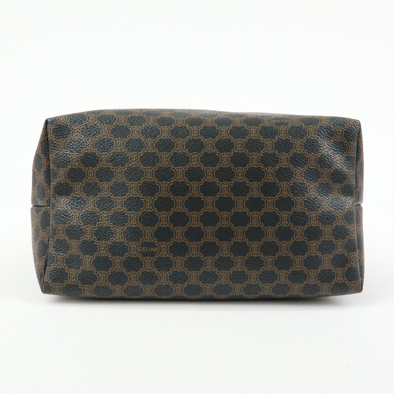 CELINE Macadam PVC Coated Canvas Leather Hand Bag Black Brown