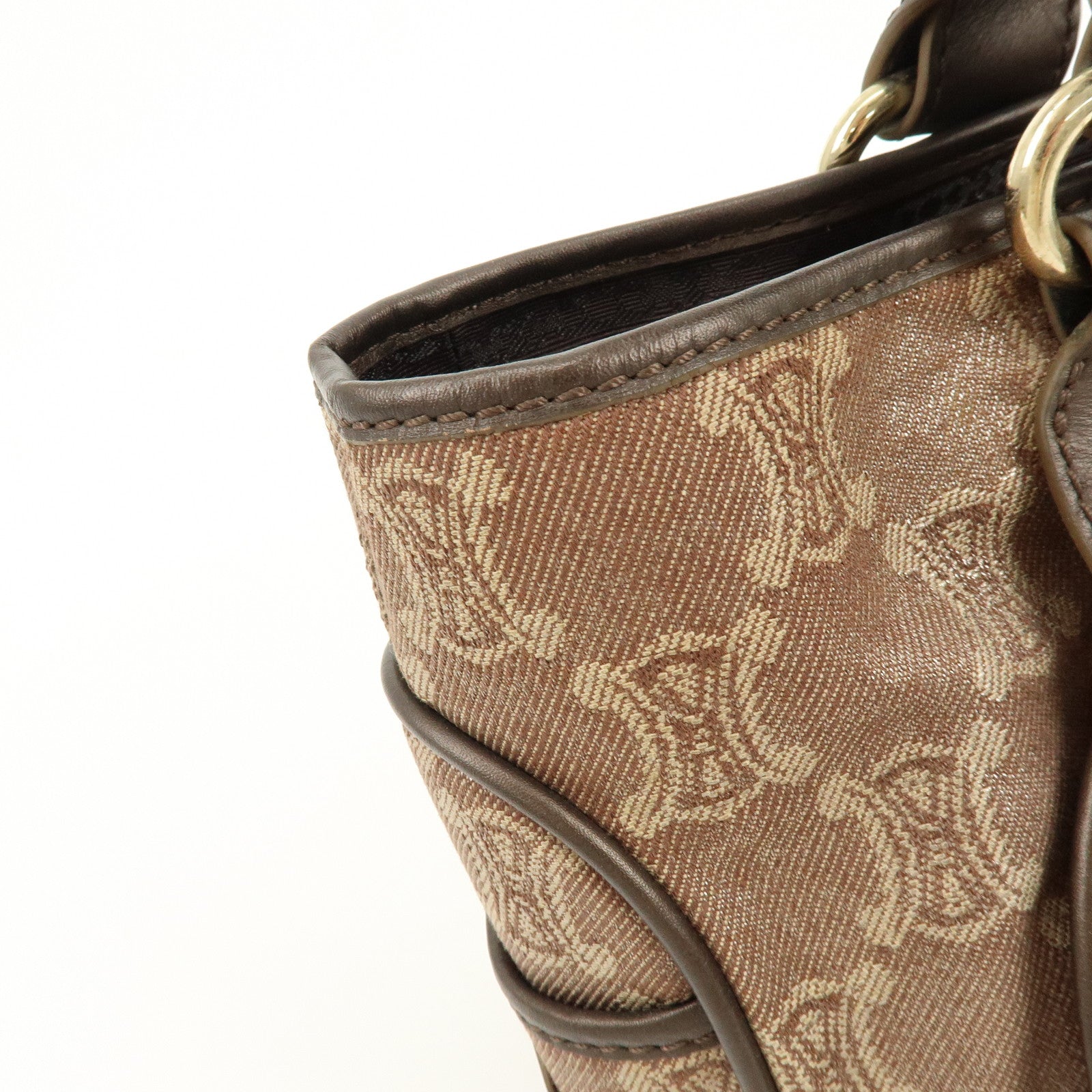 CELINE Macadam Canvas Leather Boogie Bag Hand Bag Brown