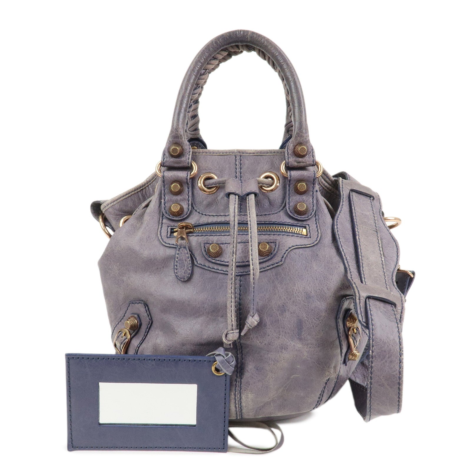 BALENCIAGA The Giant Mini Pompom 2Way Hand Shoulder Bag Gray 285439