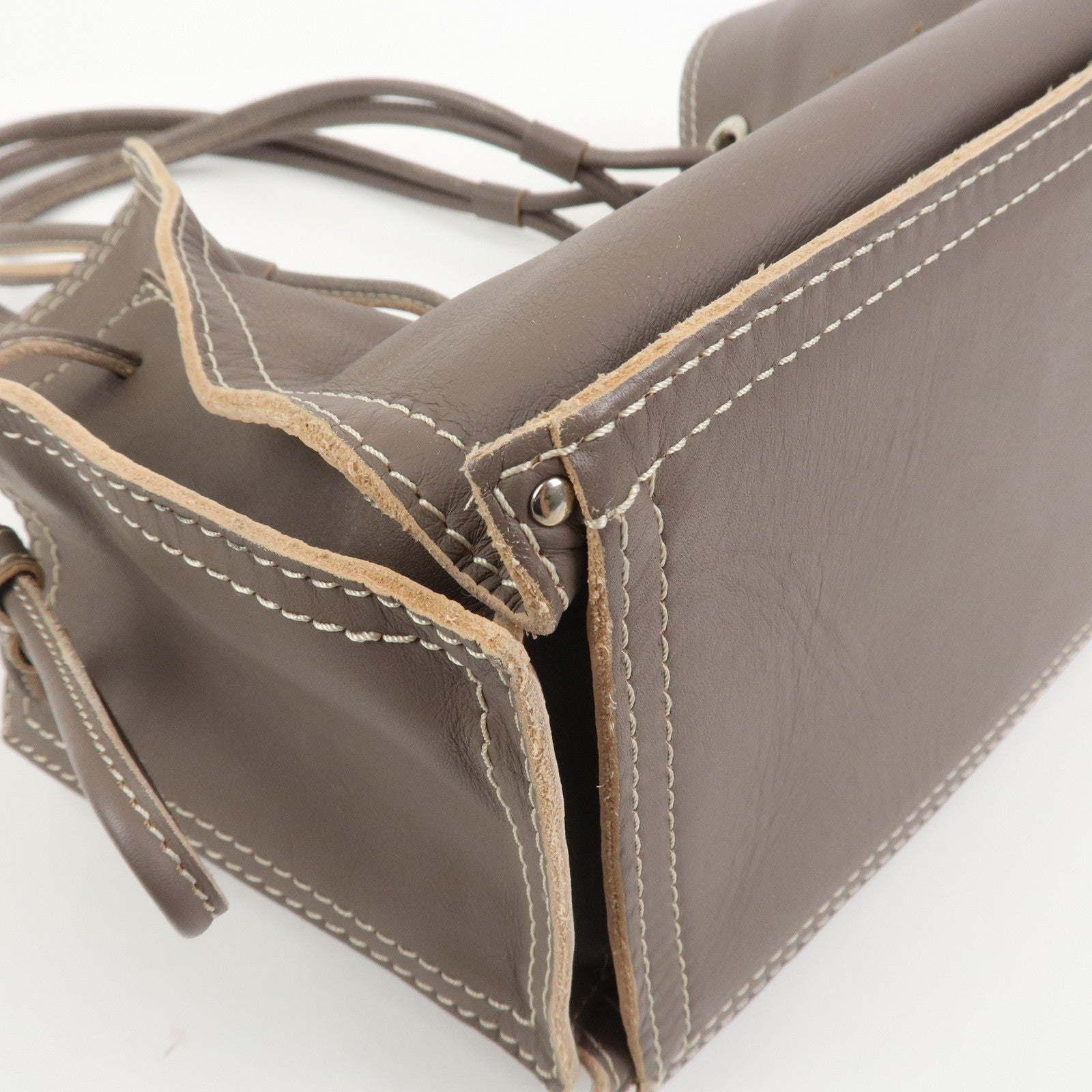 LOEWE Anagram Logo Leather Shopper Tote Bag Shoulder bag Brown