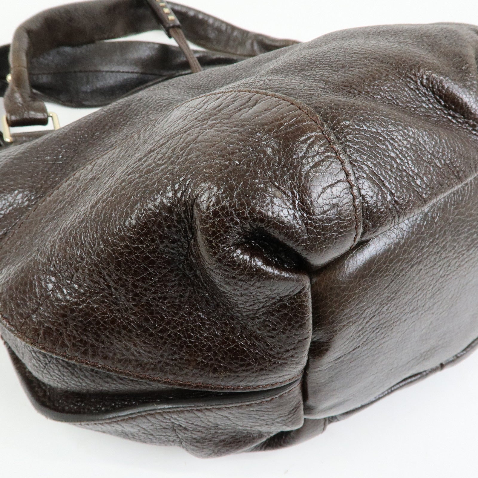 CELINE Bittersweet Leather Shoulder Bag Hand Bag Brown