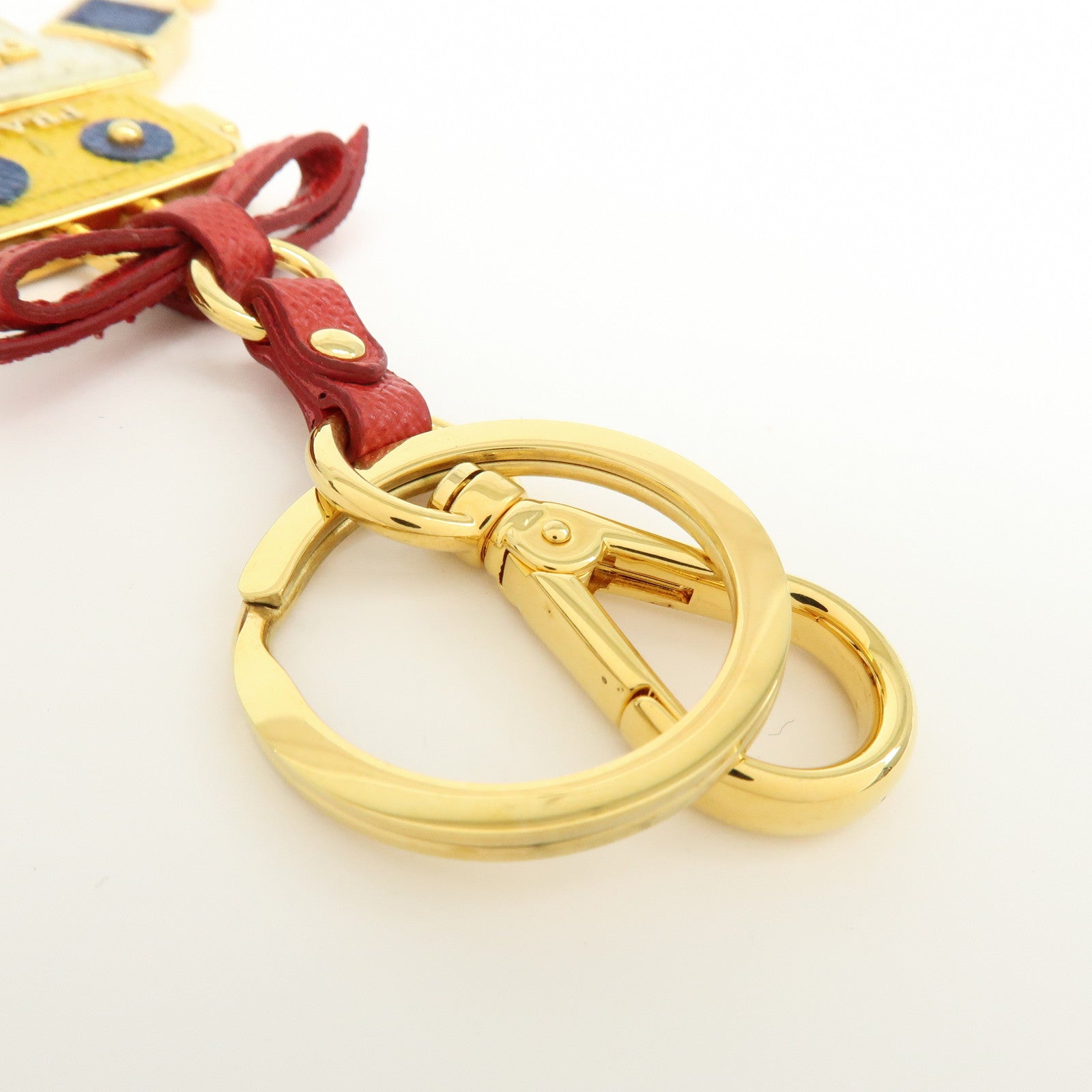 PRADA Saffiano Leather Metal Bag Key Charm  Robot White Red 1TL136