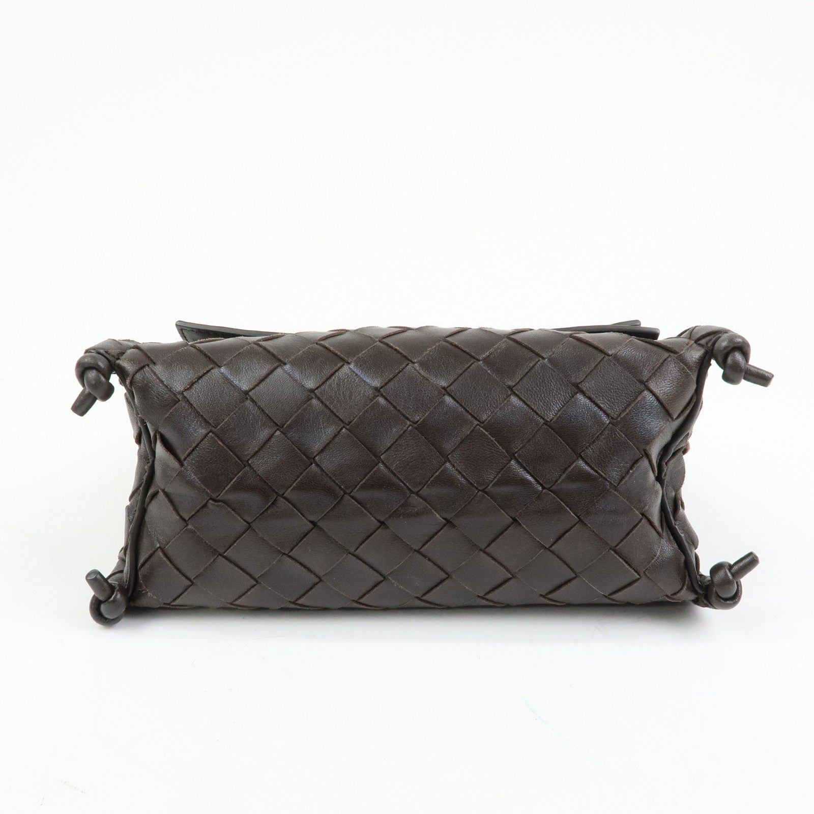 BOTTEGA VENETA Intrecciato Leather Shoulder Bag Hand Bag Brown