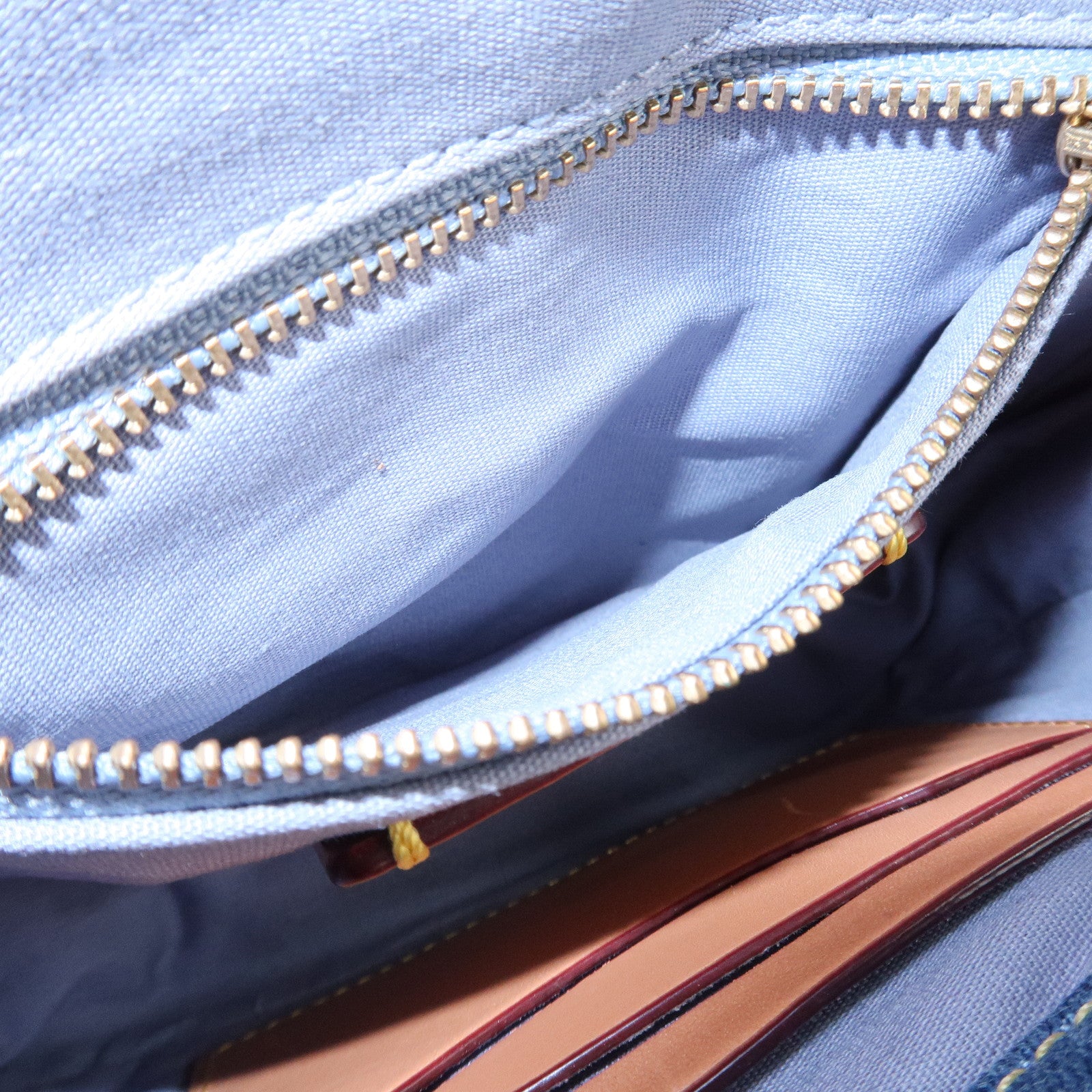 COACH Denim Leather Chain Shoulder Bag Crossbody Bag Hand Bag Blue