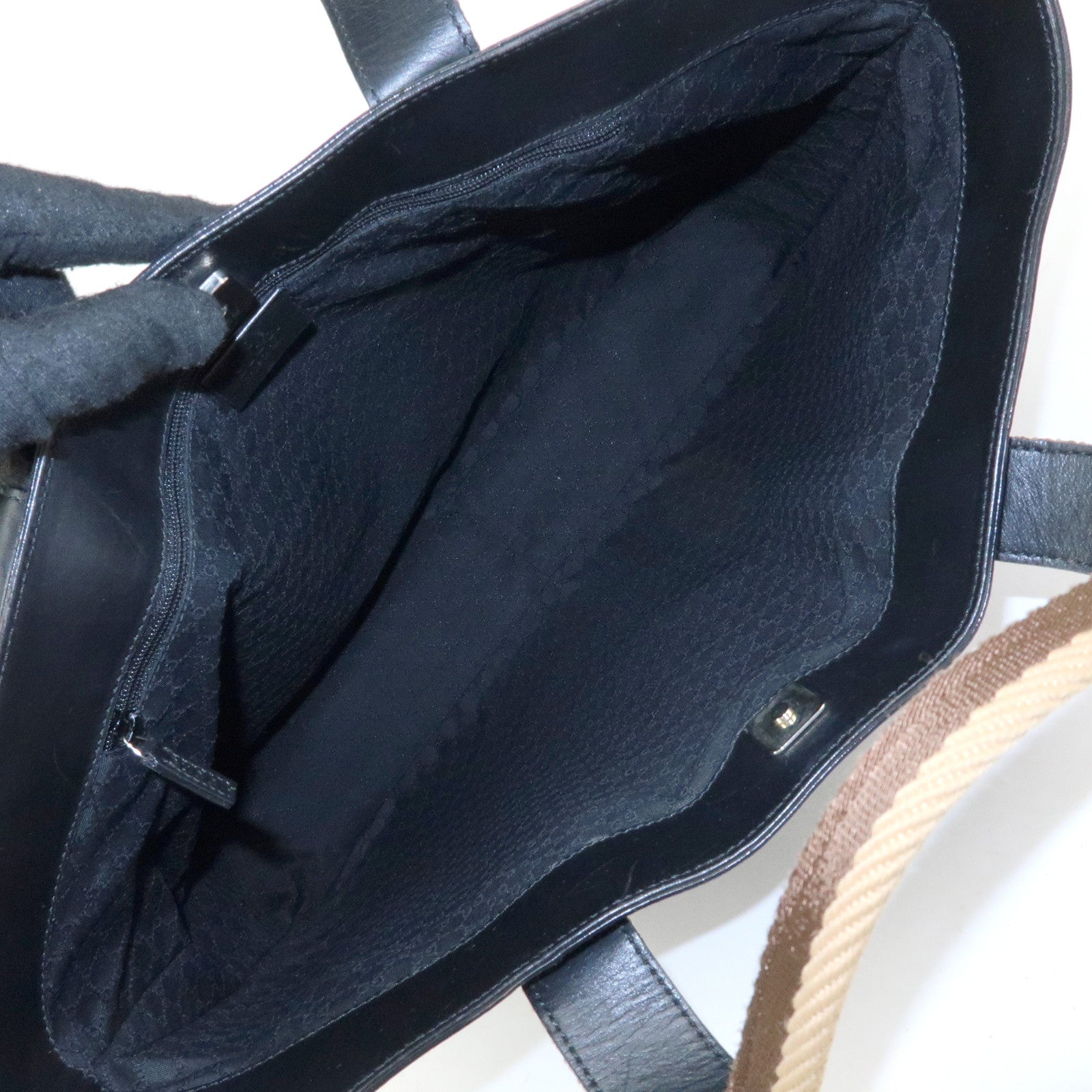 GUCCI Sherry Leather Tote Bag Hand Bag Black 002・1134