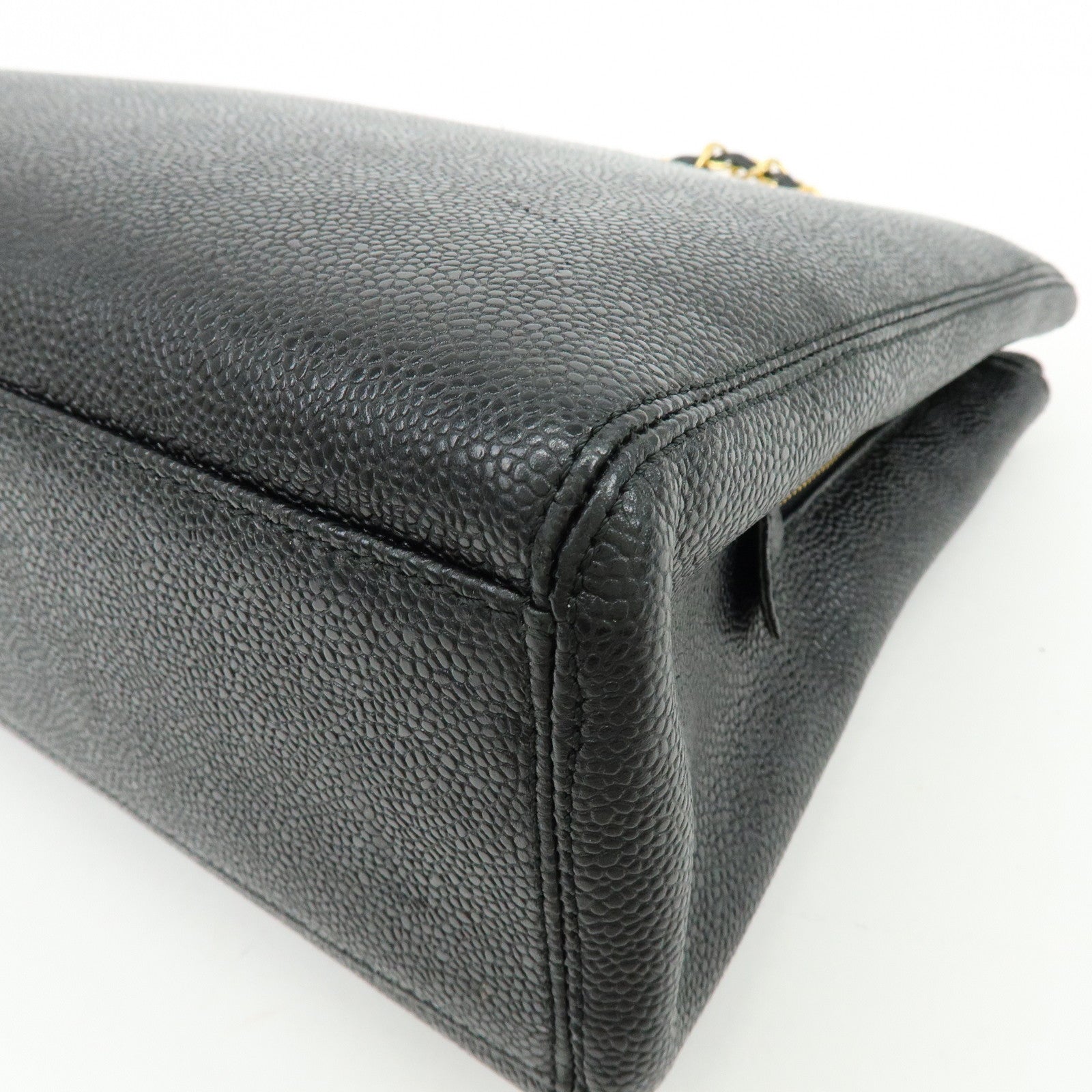 CHANEL Caviarskin Tote Bag Hand Bag Black A08913