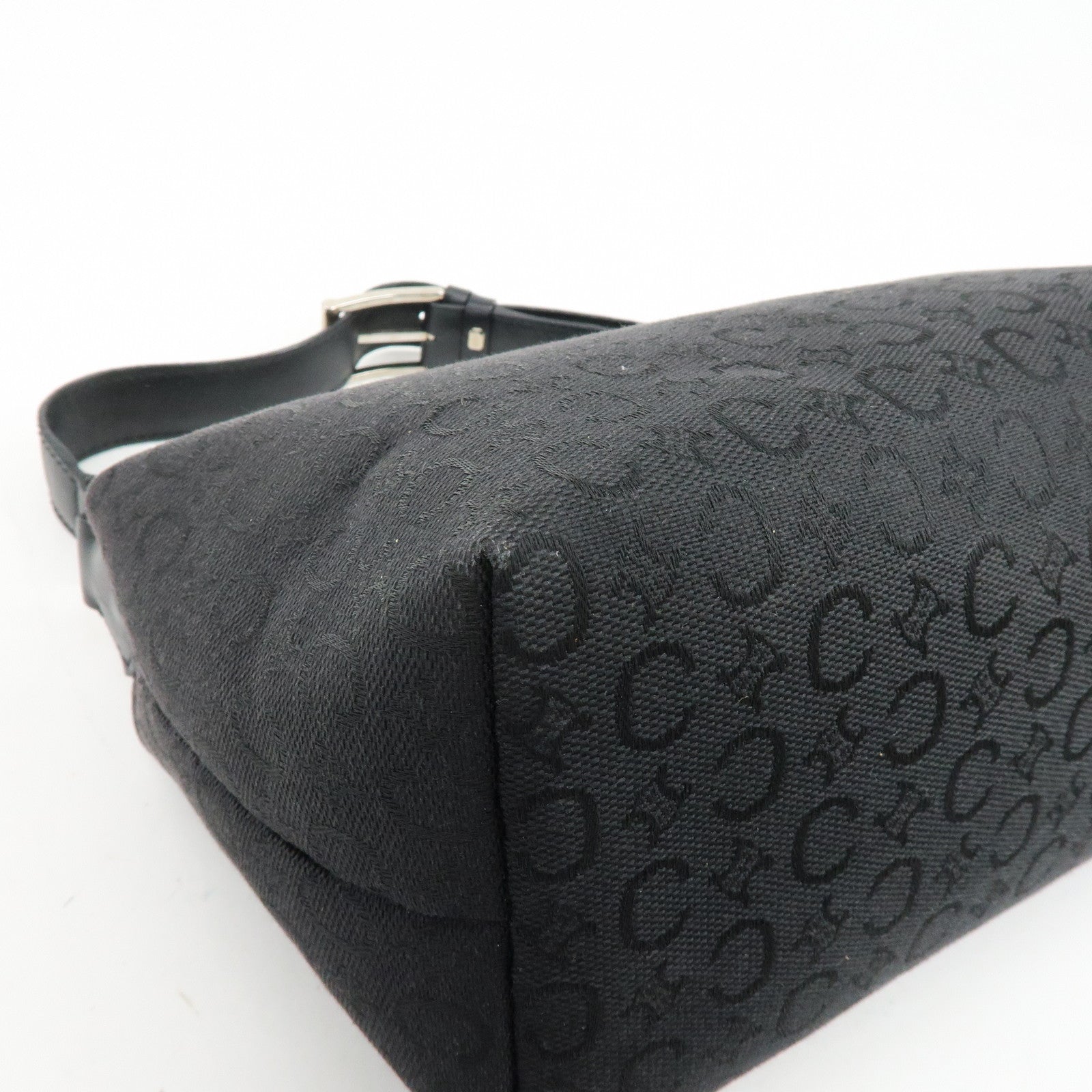 CELINE C Macadam Canvas Leather Hand Bag Shoulder Bag Black