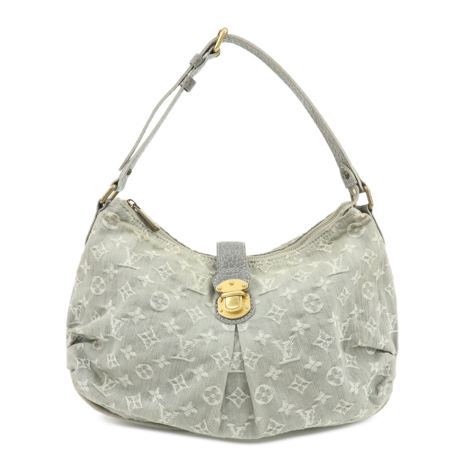 Louis Vuitton Slightly Denim Leather Shoulder Bag Gris M95384