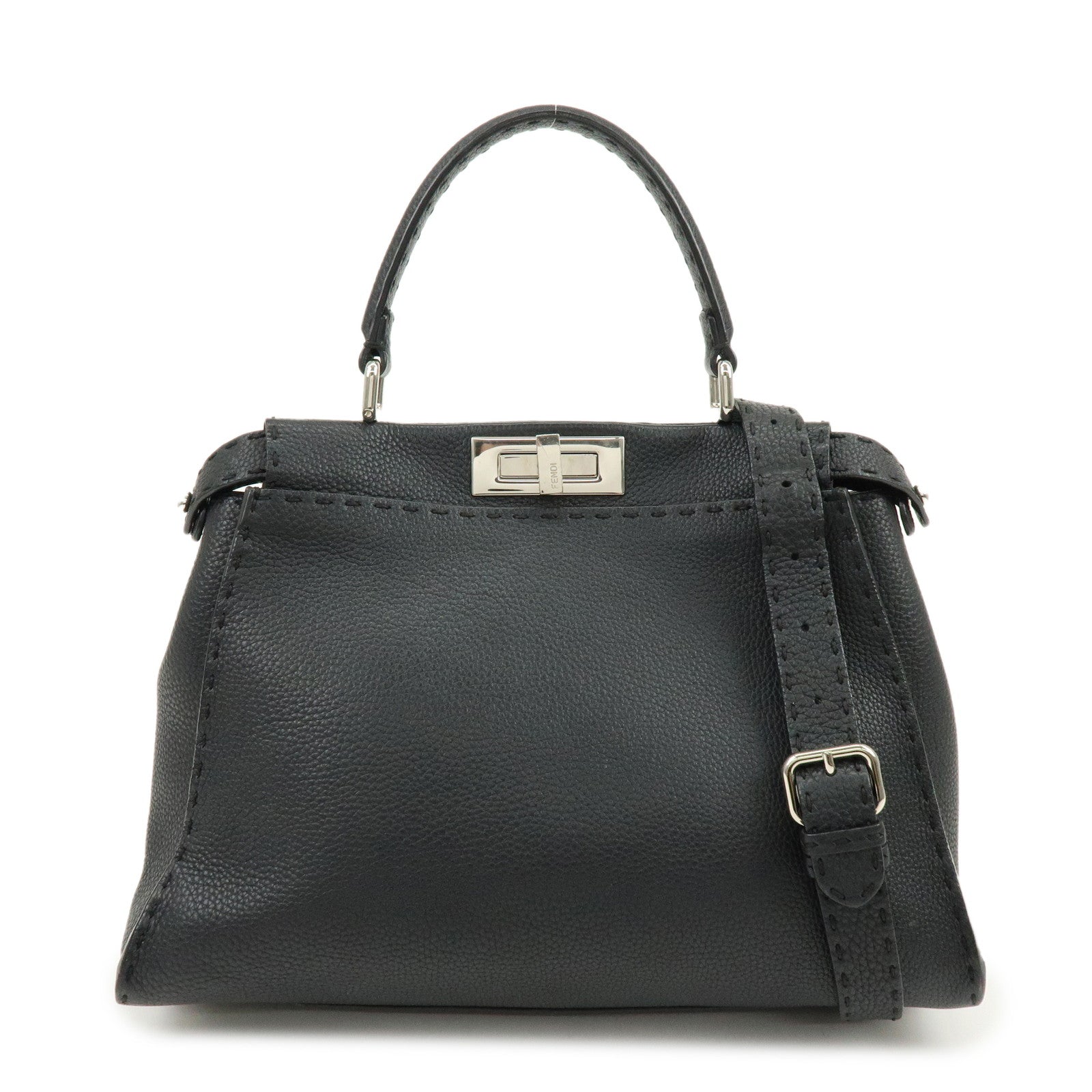 FENDI Selleria Peekaboo Leather 2Way Bag Hand Shoulder Bag 8BN290