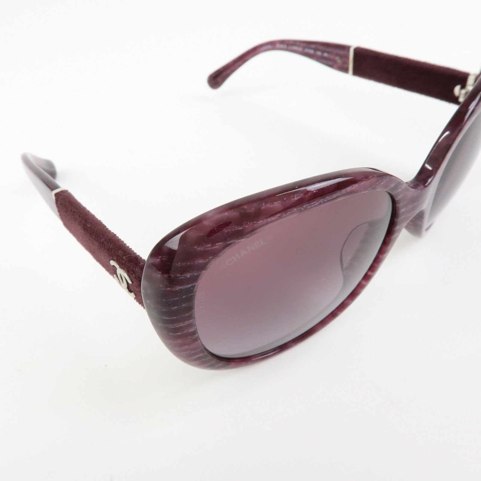 CHANEL COCO Mark Plastic Velvet Sunglasses Purple 5256-A 57□18