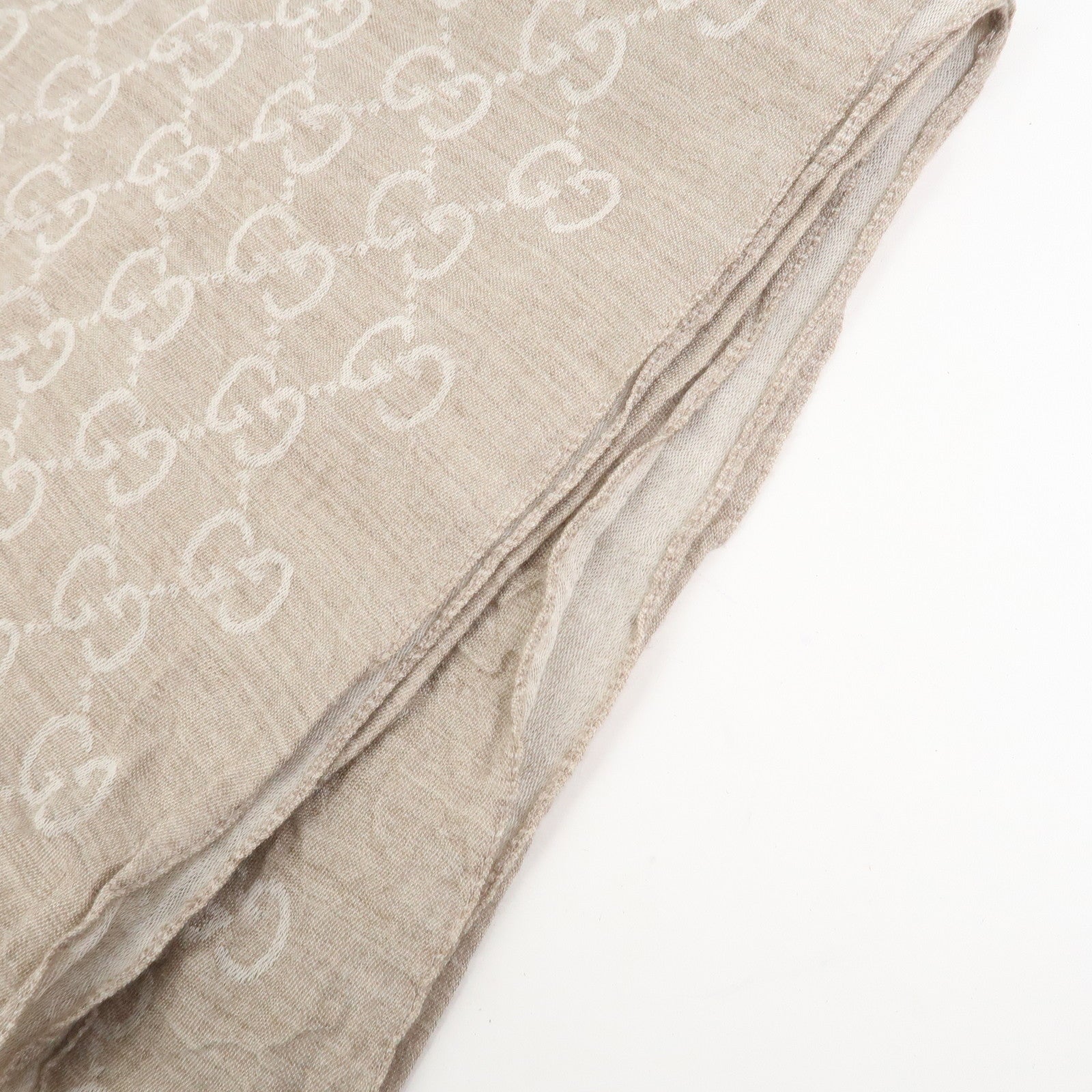 GUCCI GG Monogram Cotton Scarf Shawl 150X70 Beige