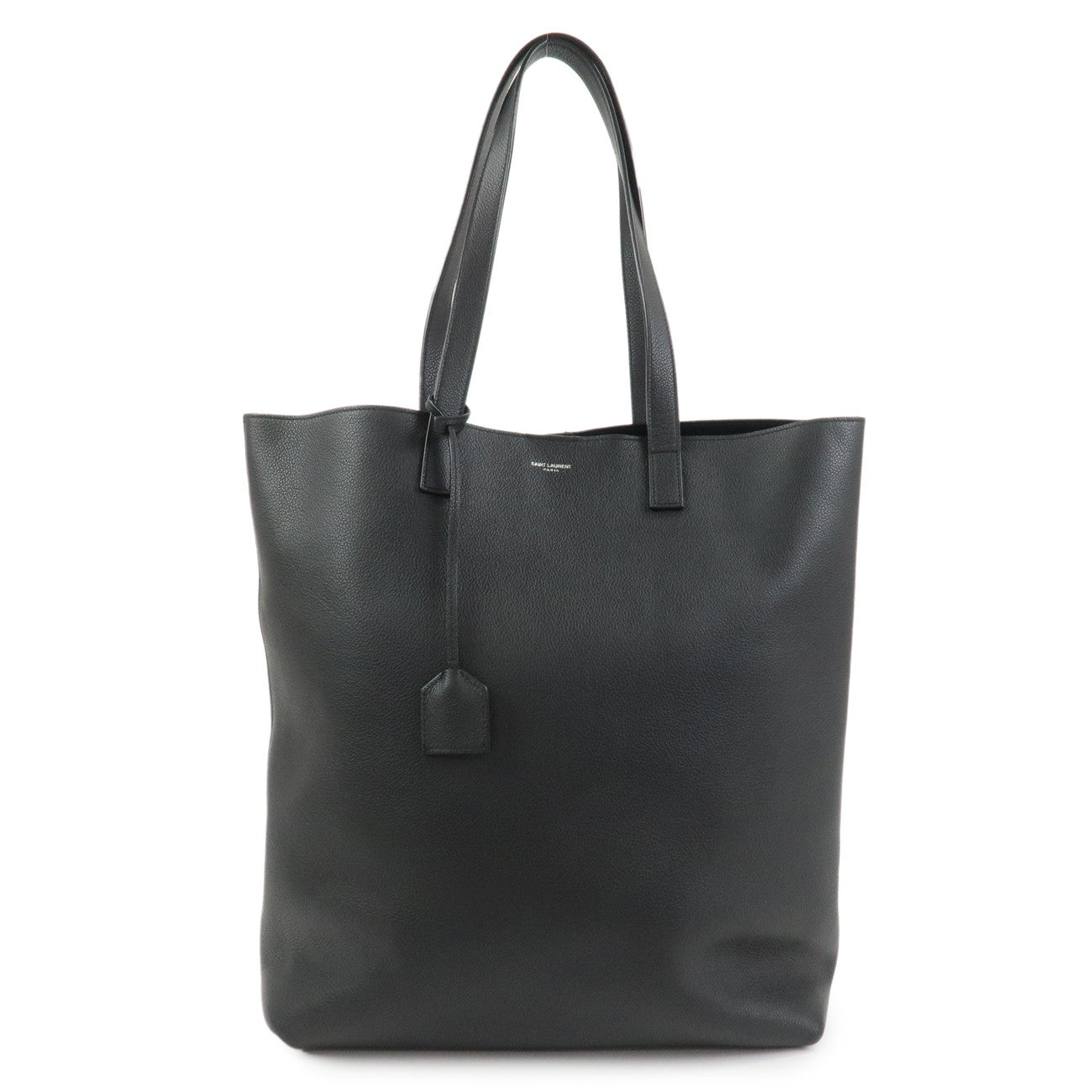 SAINT LAURENT PARIS Leather Tote Bag Hand Bag Black 676657