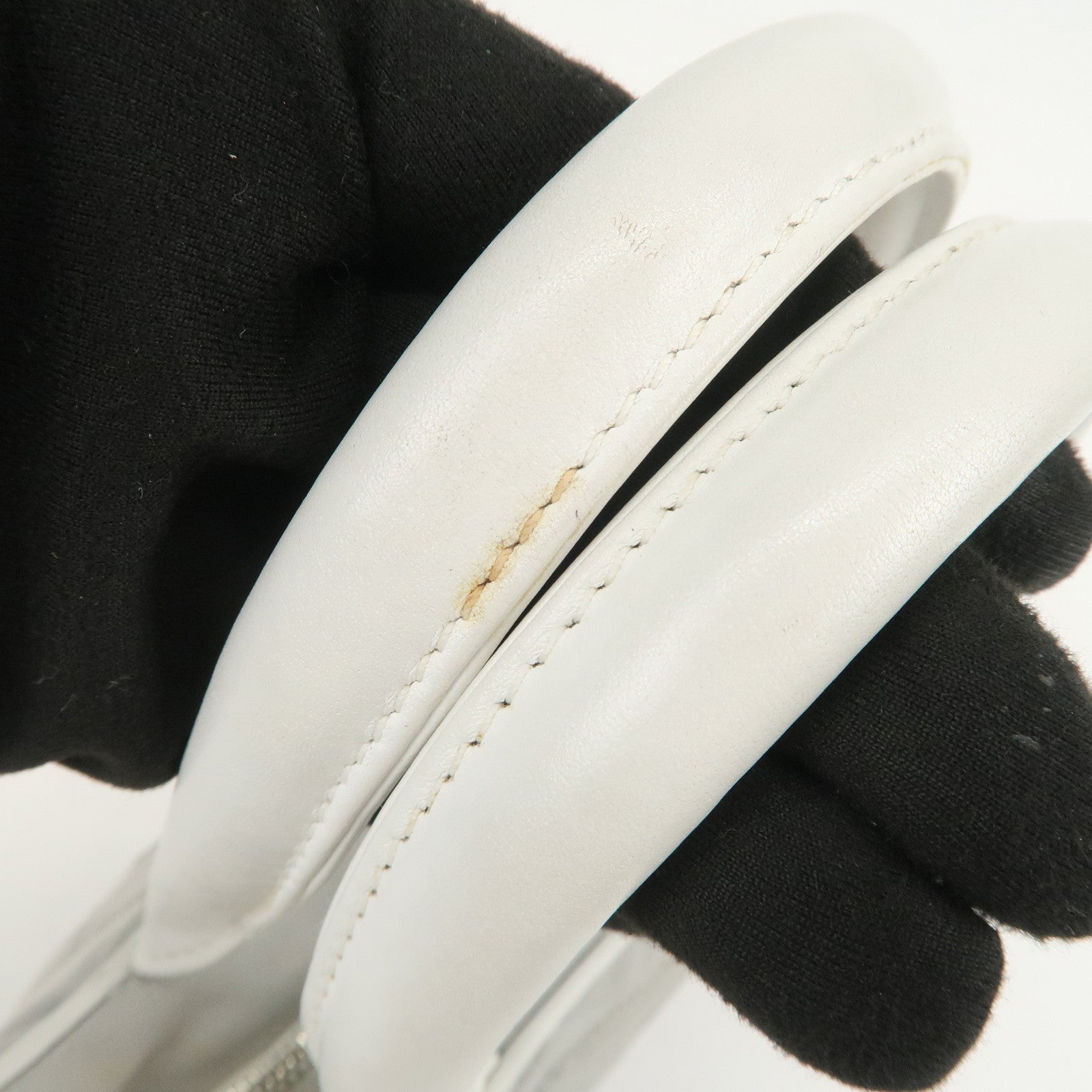 CHANEL Sport Line Canvas Leather Boston Bag Hand Bag Gray White