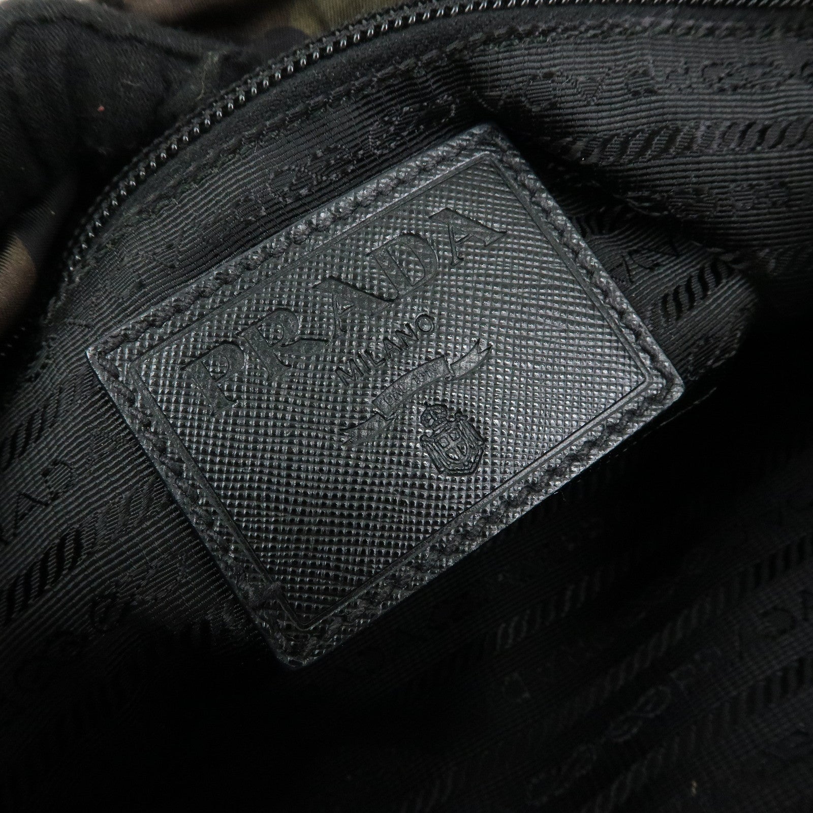 PRADA Triangle Logo Nylon Leather Camouflage Shoulder Bag VA0886