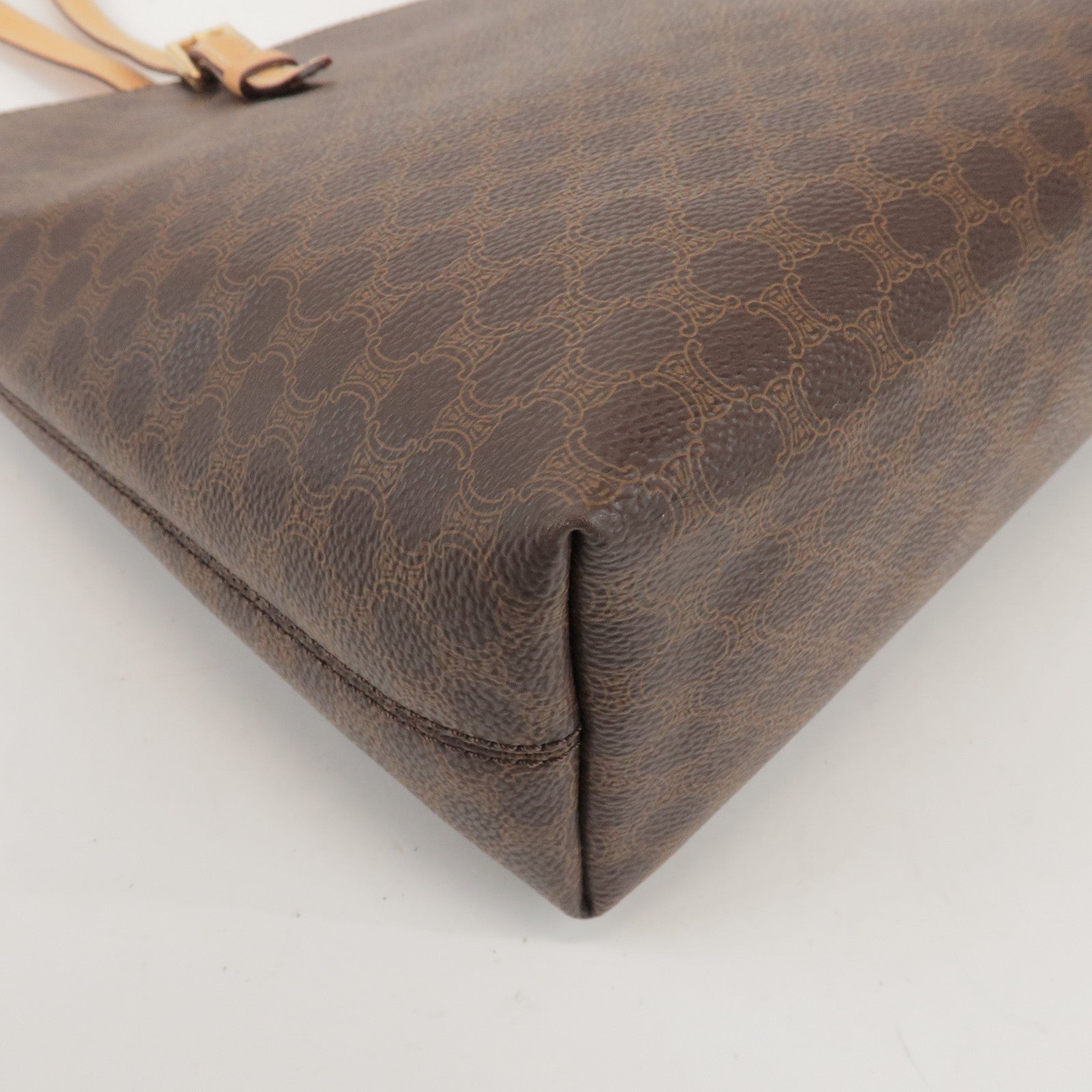 CELINE Macadam PVC Canvas Leather Tote Bag Shoulder Bag Brown