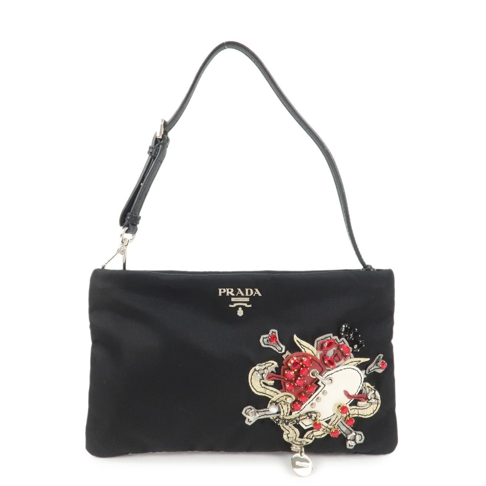 PRADA Evening Heart Nylon Saffiano Leather Shoulder Bag 1N1588