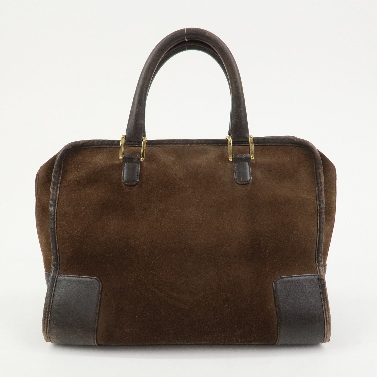 LOEWE Anagram Amazona 32 Suede Leather Hand Bag Boston Bag Brown