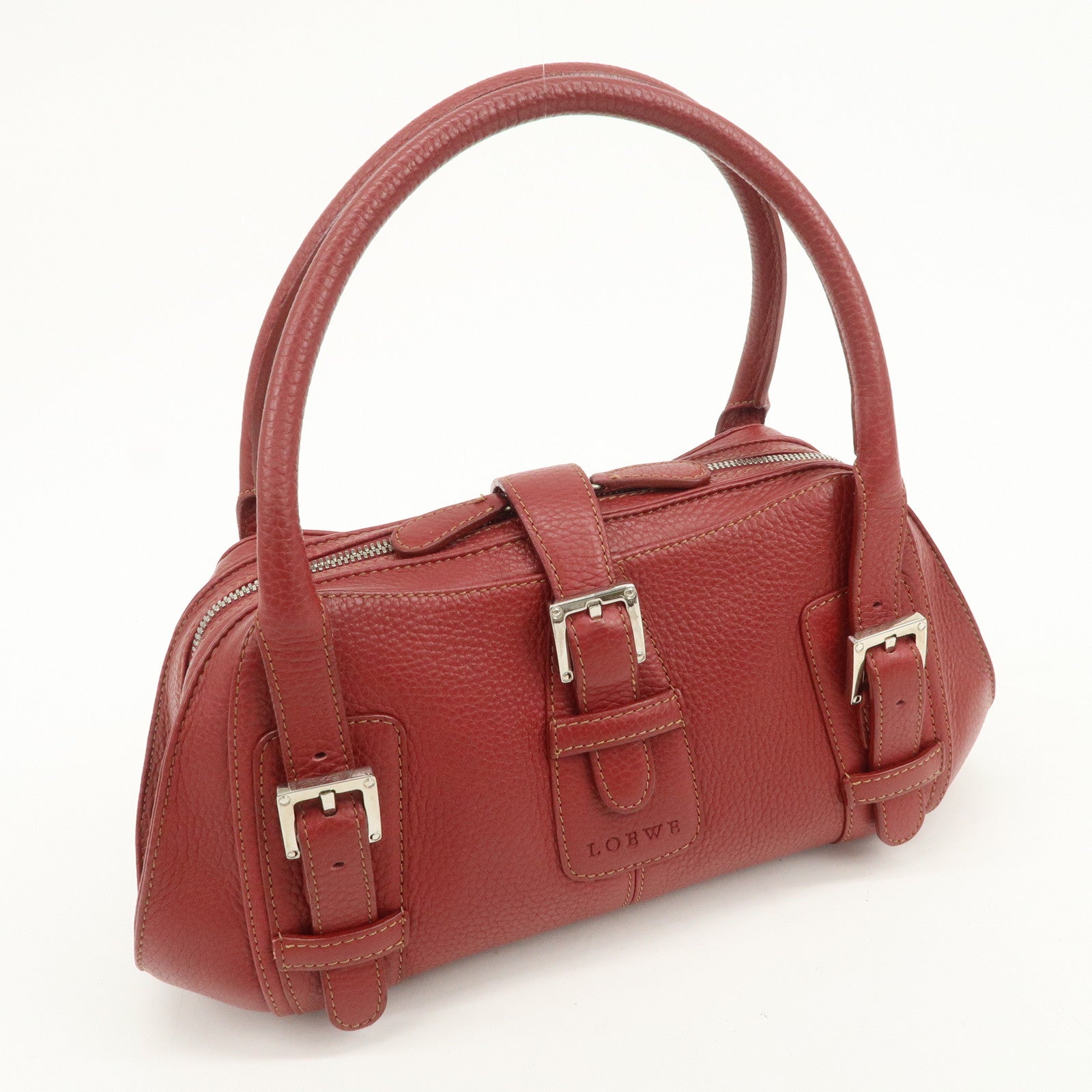 LOEWE Senda Leather Shoulder Bag Hand Bag Red