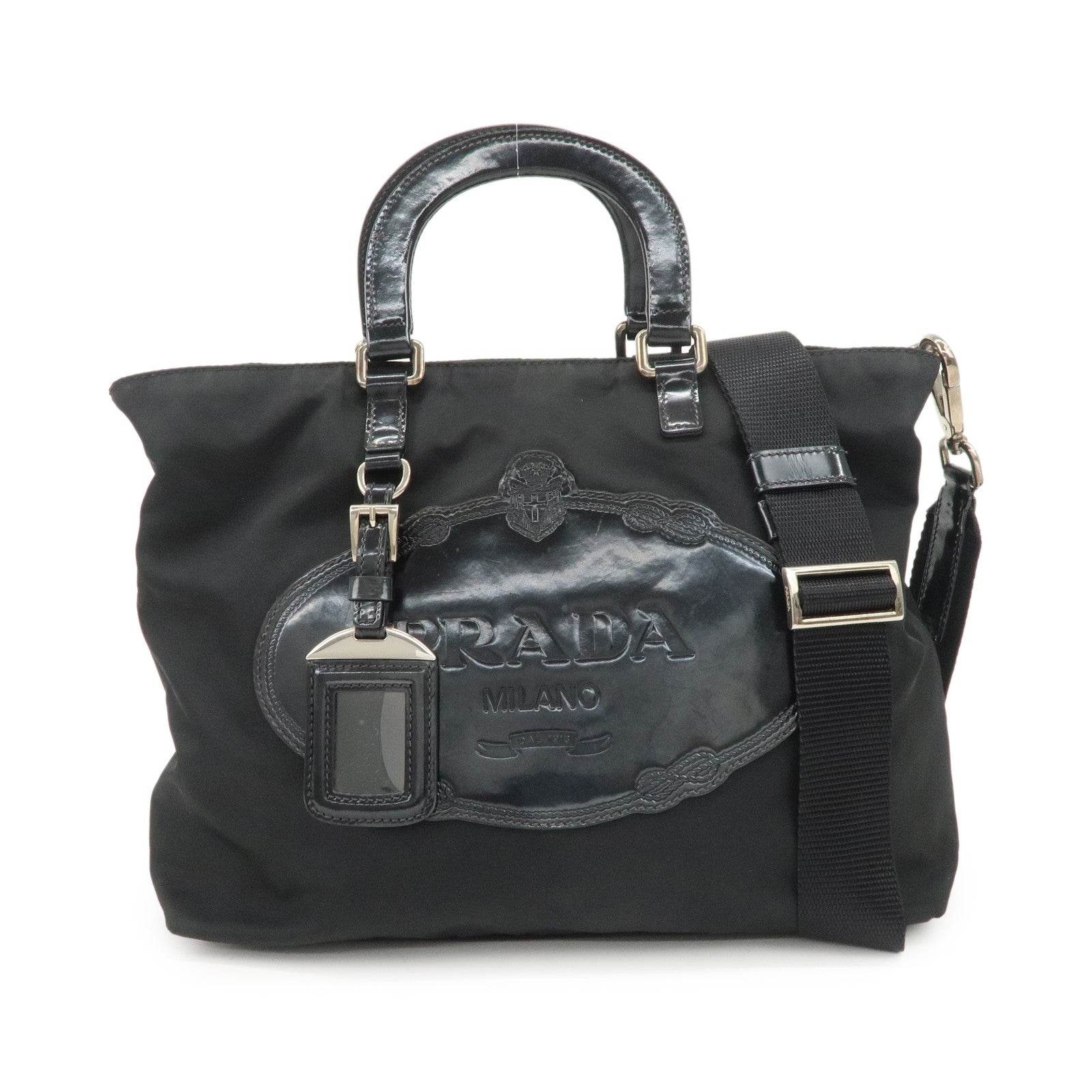 PRADA Nylon Leather 2Way Bag Hand Bag Shoulder Bag Black BR3228