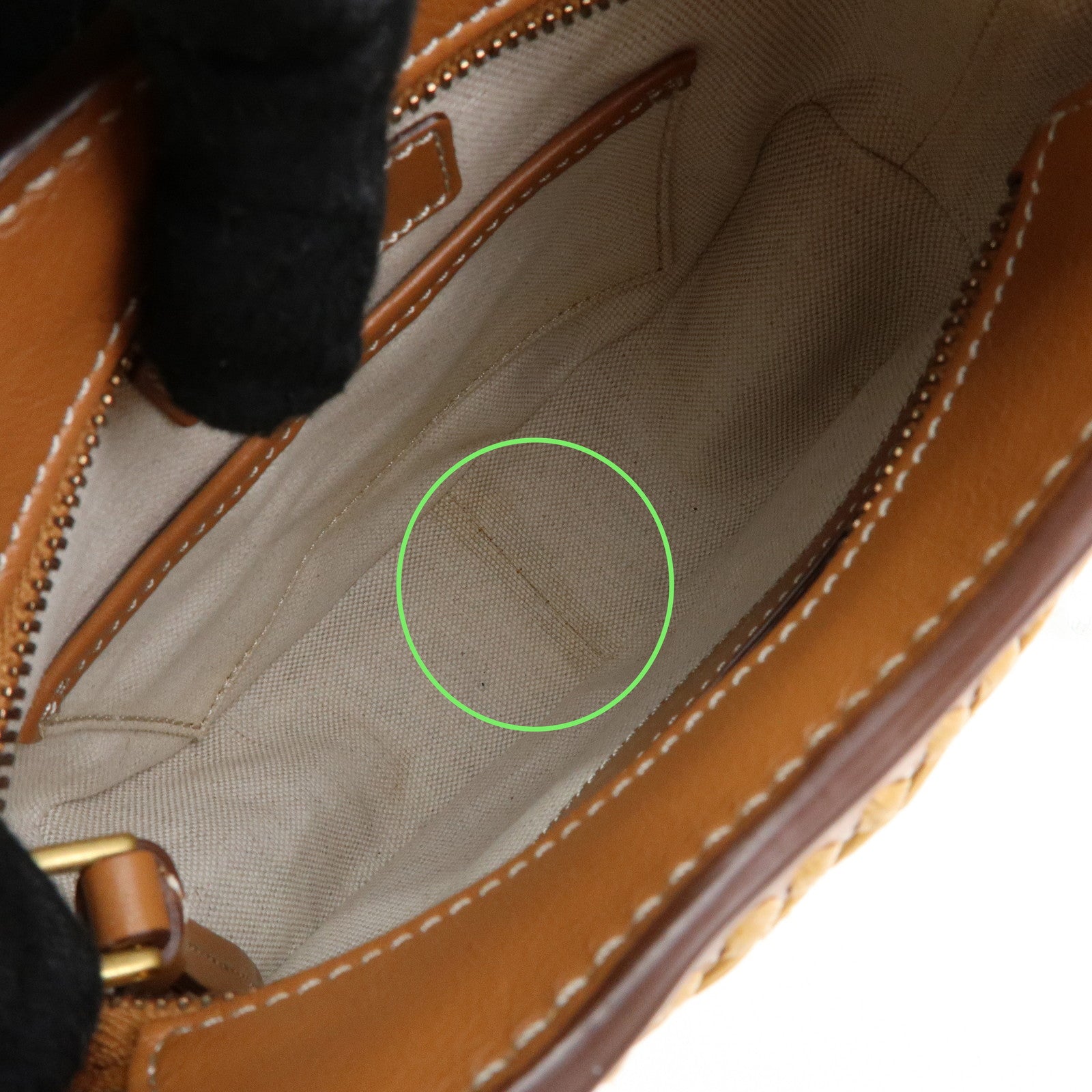 TOD'S Oboe Raffia Leather Shoulder Bag Crossbody Bag Beige Brown